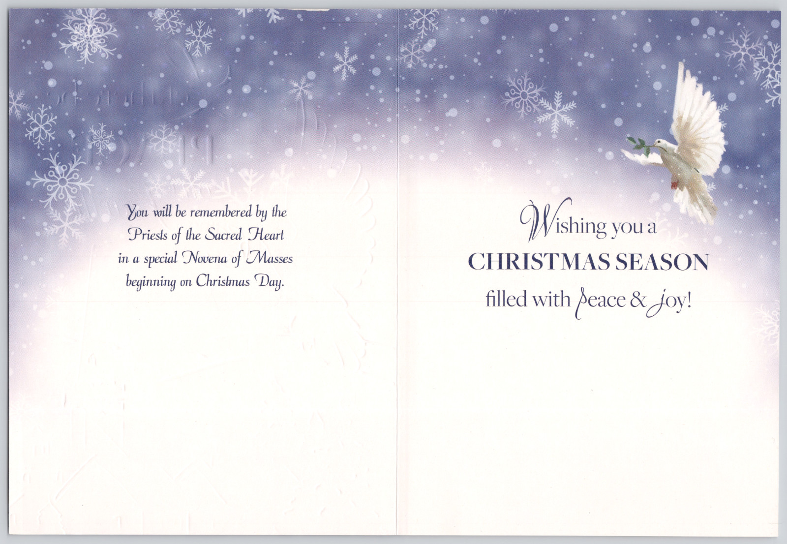 Greeting Card Sacred Heart Monastery Peace on Earth Dove Snowy Winter Scene