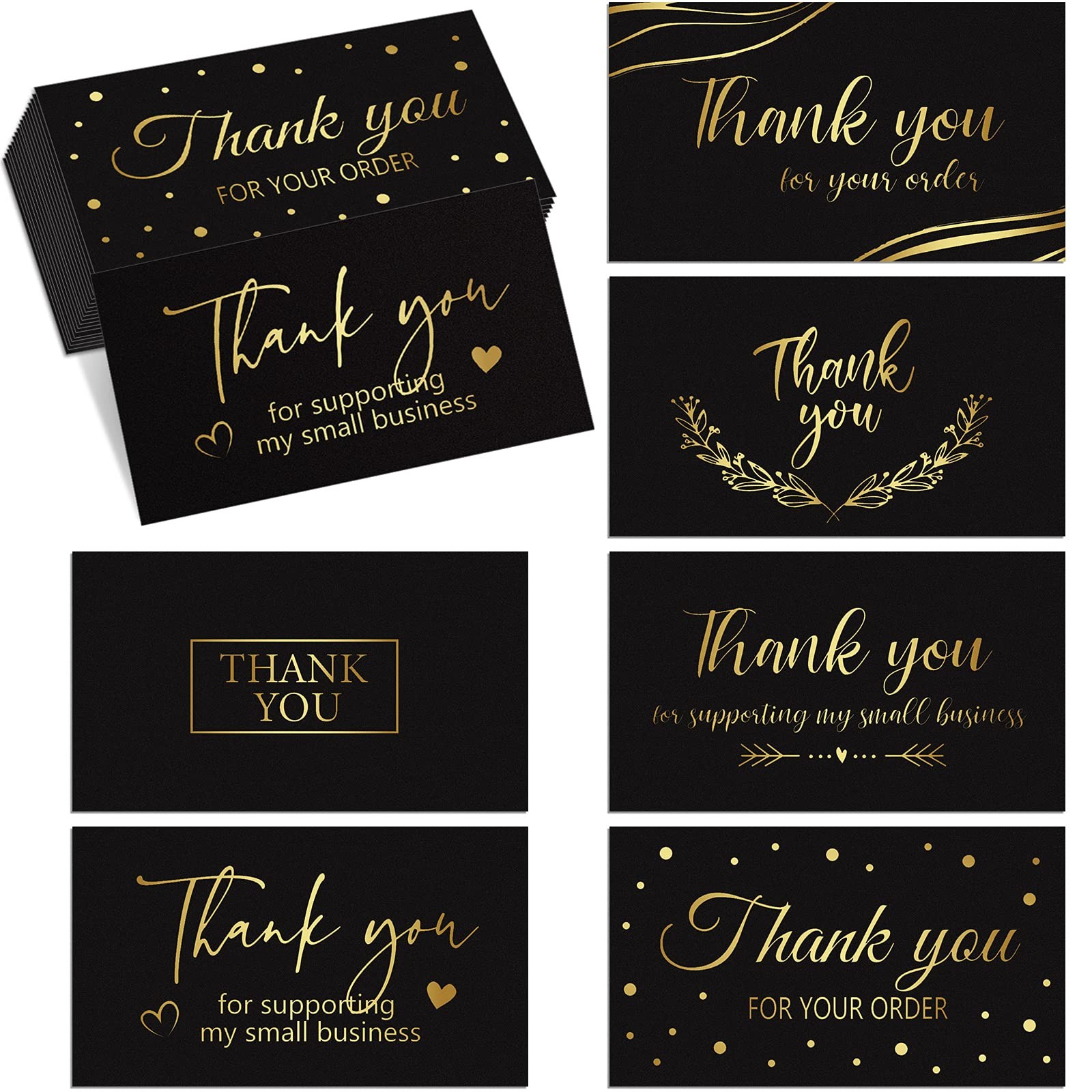 180 Black Gold Thank You for Supporting My 2 x 3.5 inches, black and gold