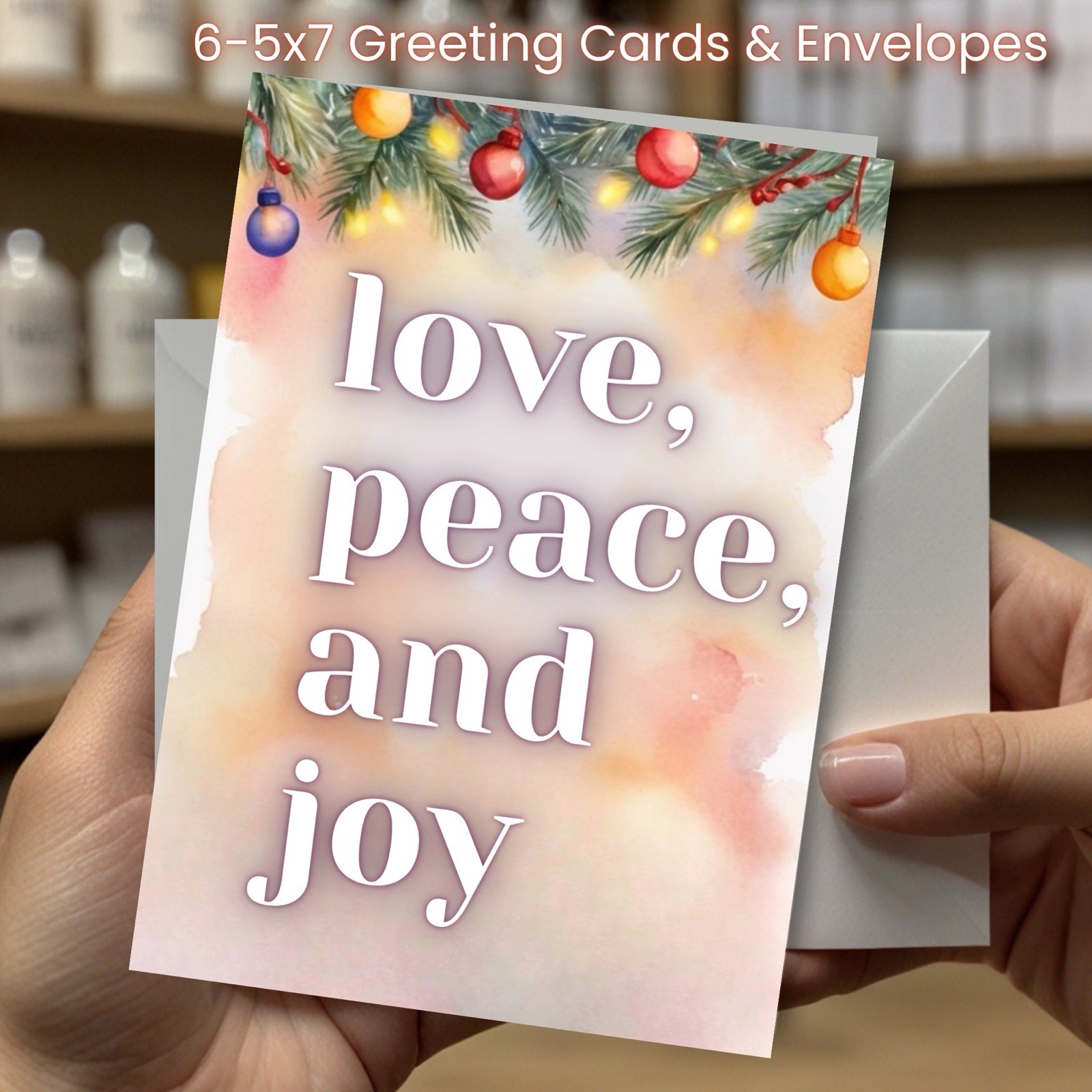 Christmas Greeting Cards w/ Envelope – Set of 6 -5×7 Cards & Envelopes L#051