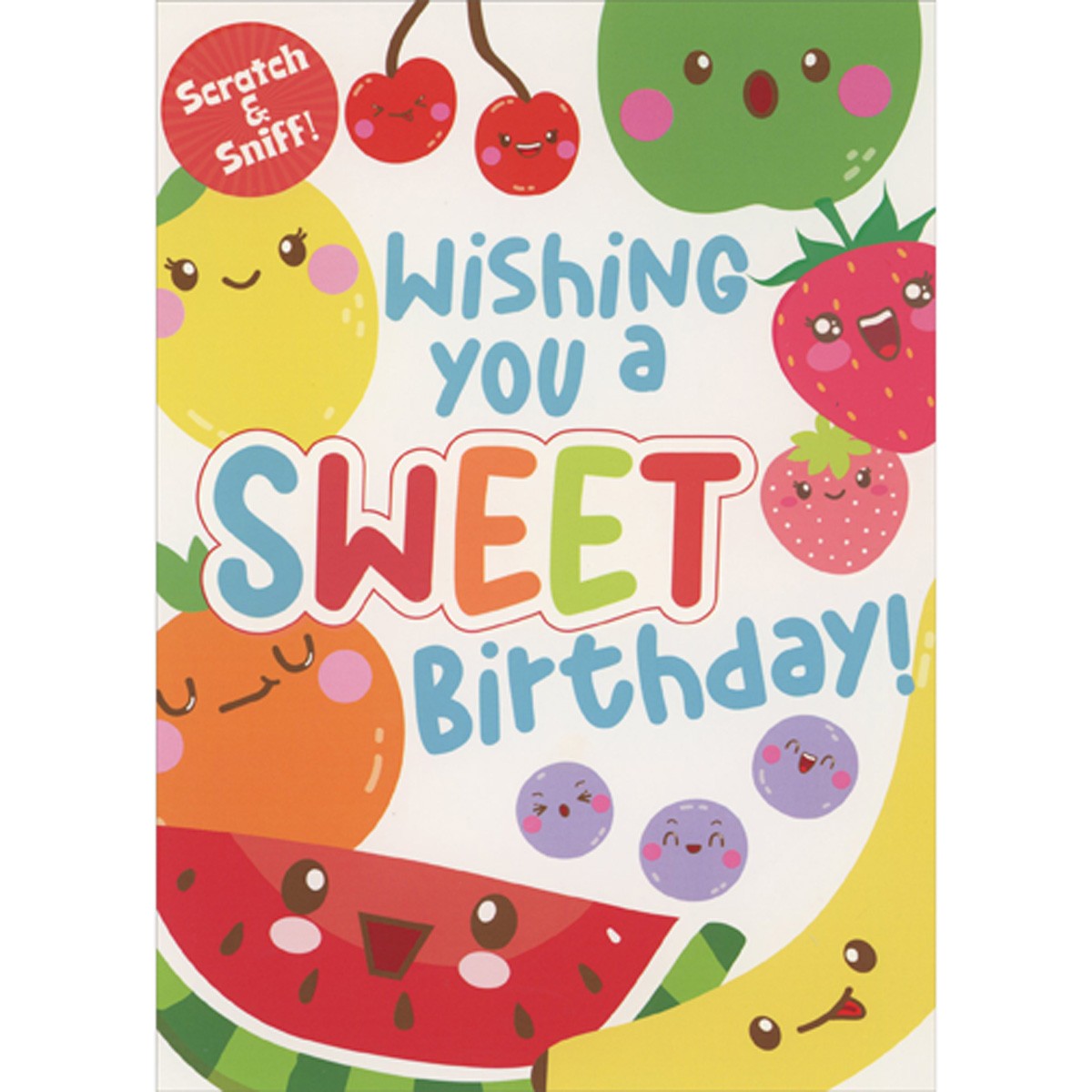 Sweet Birthday Smiling Pieces of Fruit Scratch and Sniff Birthday Card for Kid