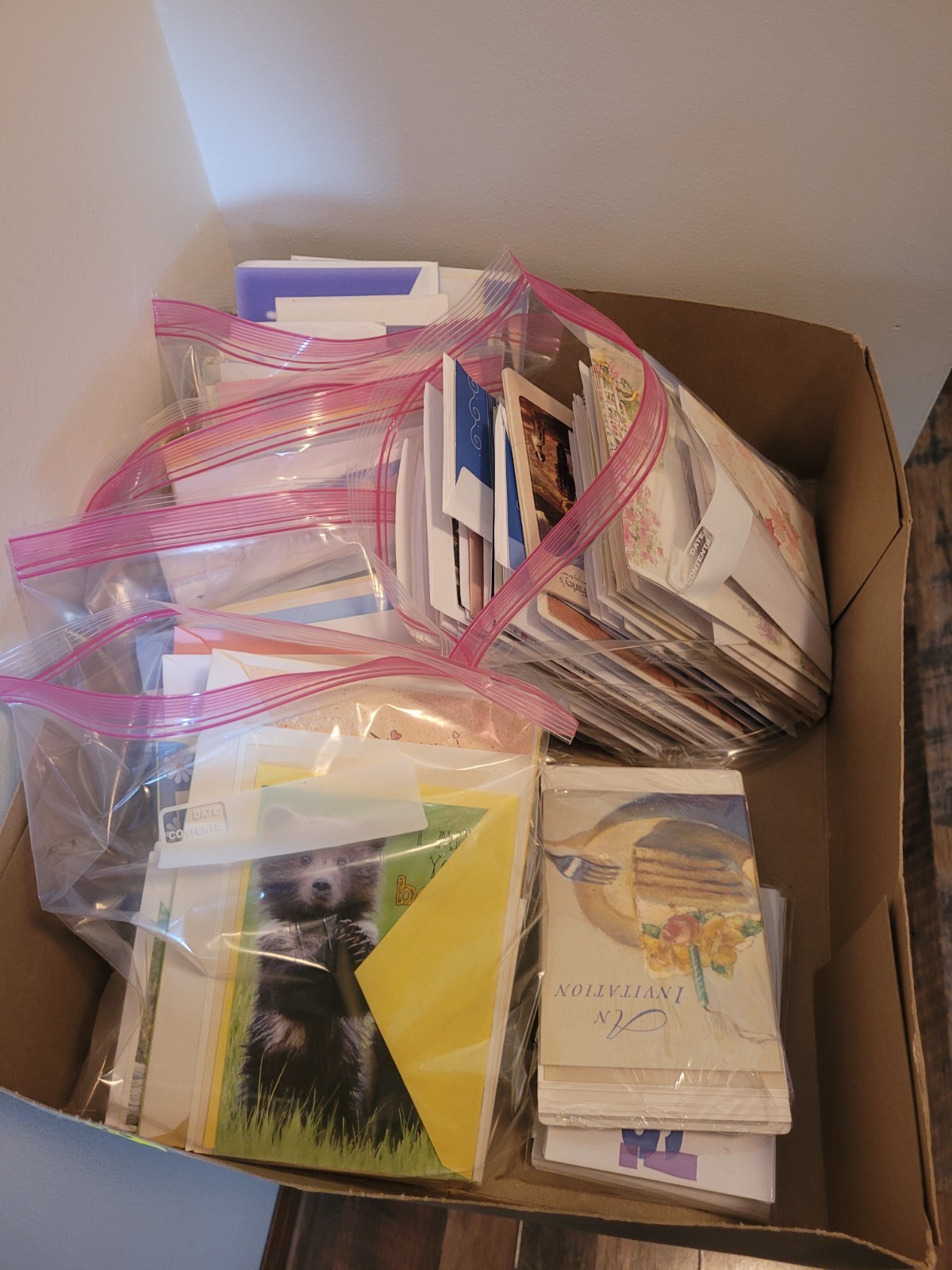 Lot of 100+ Mixed Greeting Cards, All are New Bagged in Groups, Smoke Free
