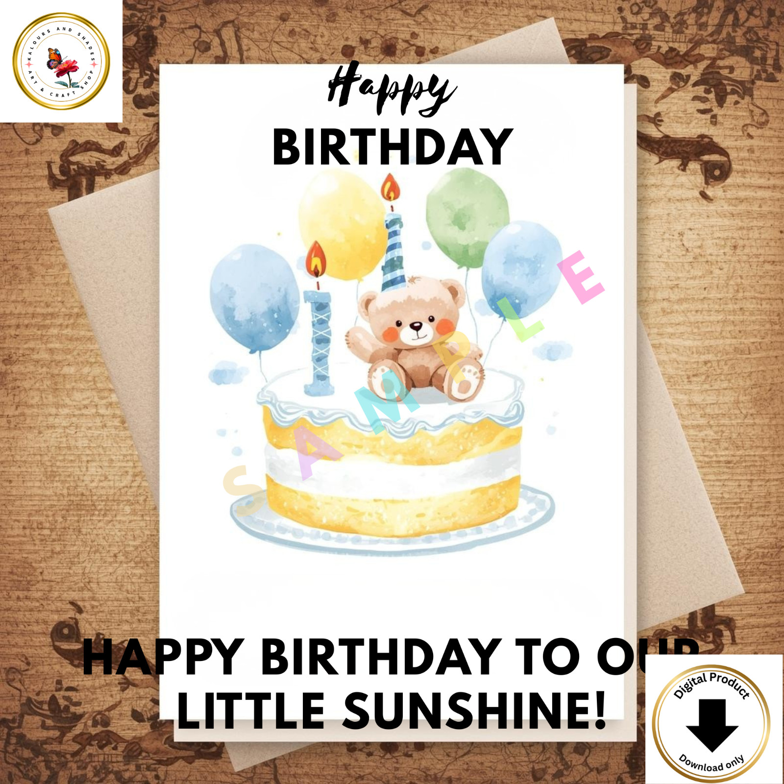 New Bunny on Cake Birthday Digital Birthday Card Printable shareable