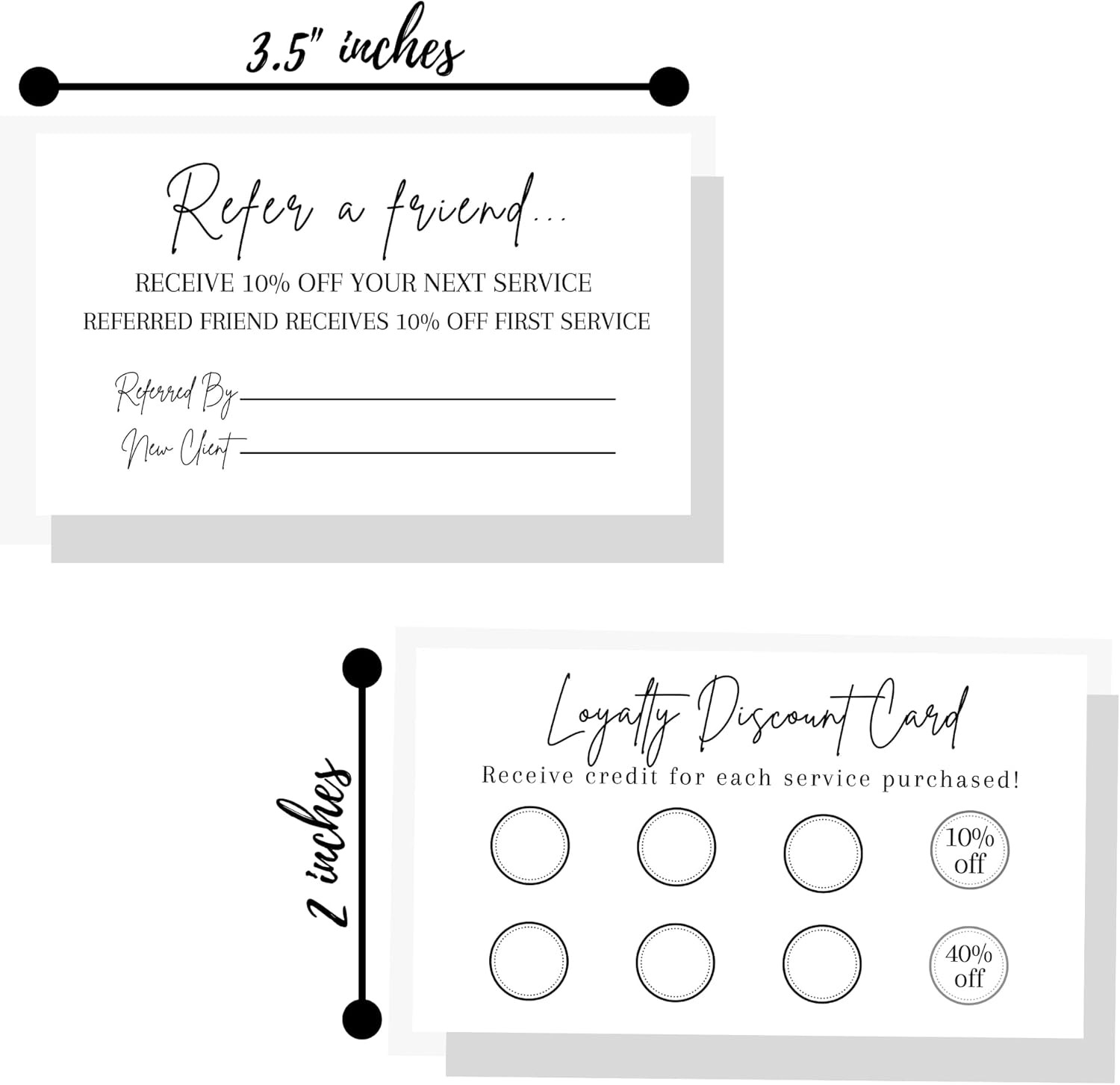 Referral & Loyalty Discount Card | 50 Pack | 3.5 x 2″ inches Business White
