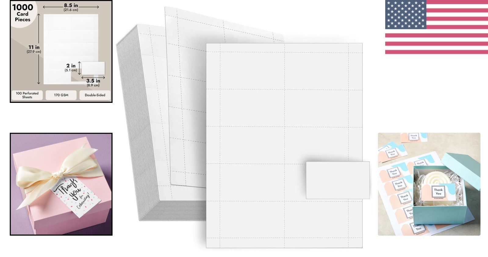 Customizable Printable Business Cards – 3.5 x 2 in – 100 Sheets, 1000 Perforated