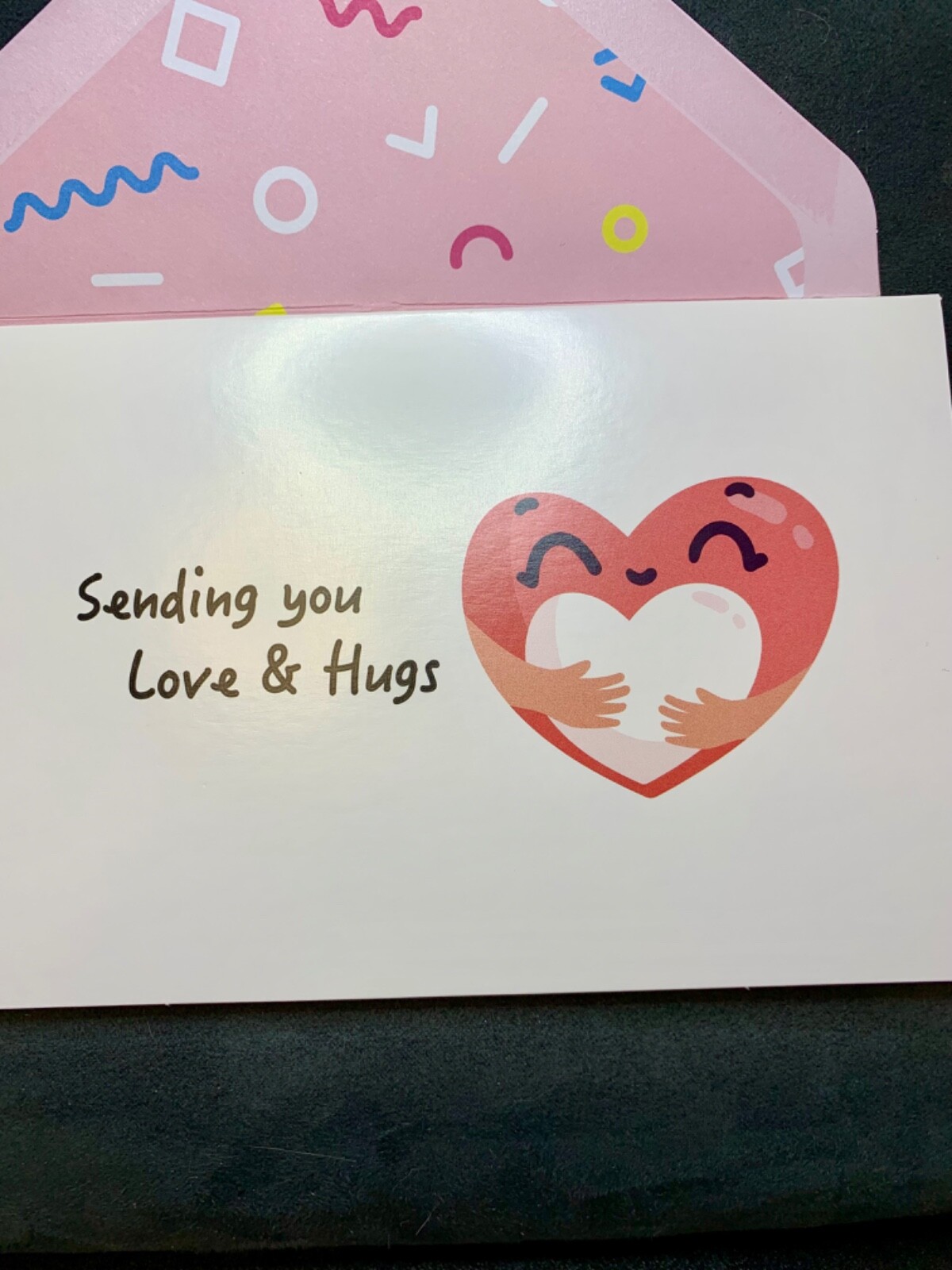 Thinking of You Encouragement Greeting Card Sweet Heart Sending Love and Hugs