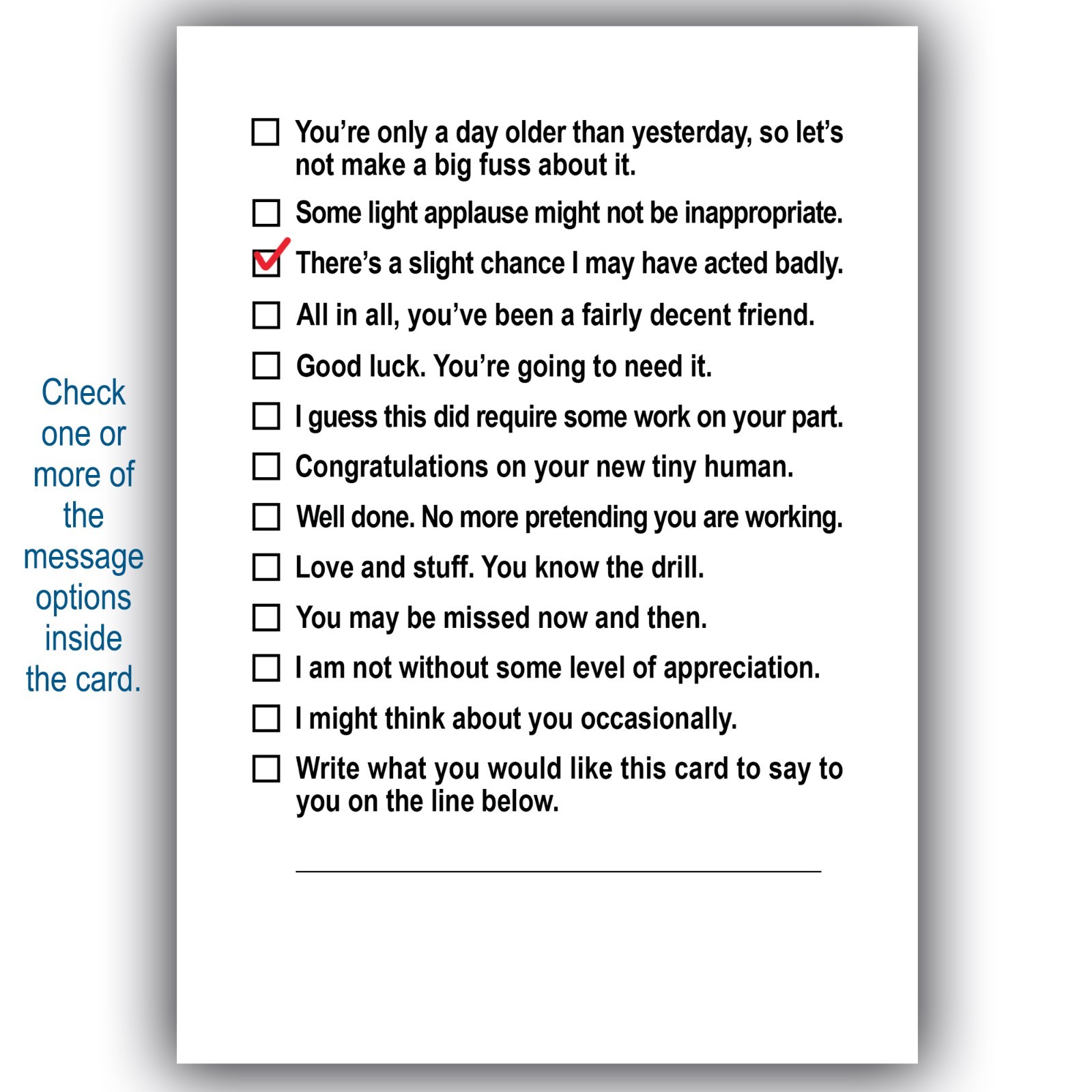 One Size Fits All Funny Sarcastic Multipurpose Greeting Card