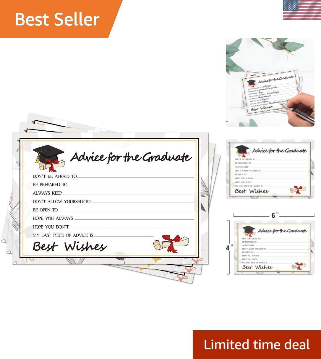 Graduation Wish Cards – 50PCs High School or College Graduation Advice Cards …