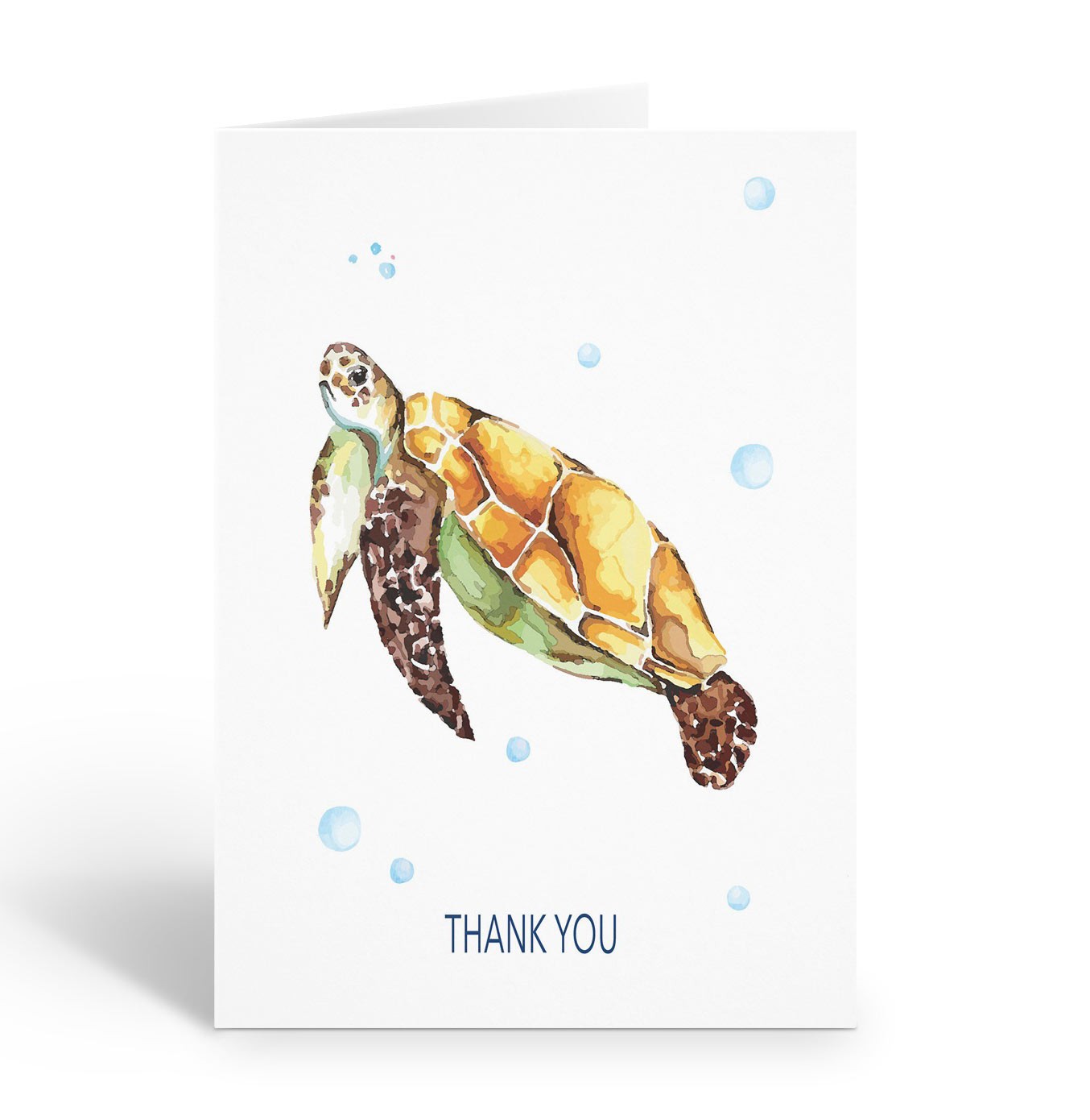 Sea Turtle Thank You Note Cards, 10 cards w/Envelopes – Size 4.25″ x 5.5″
