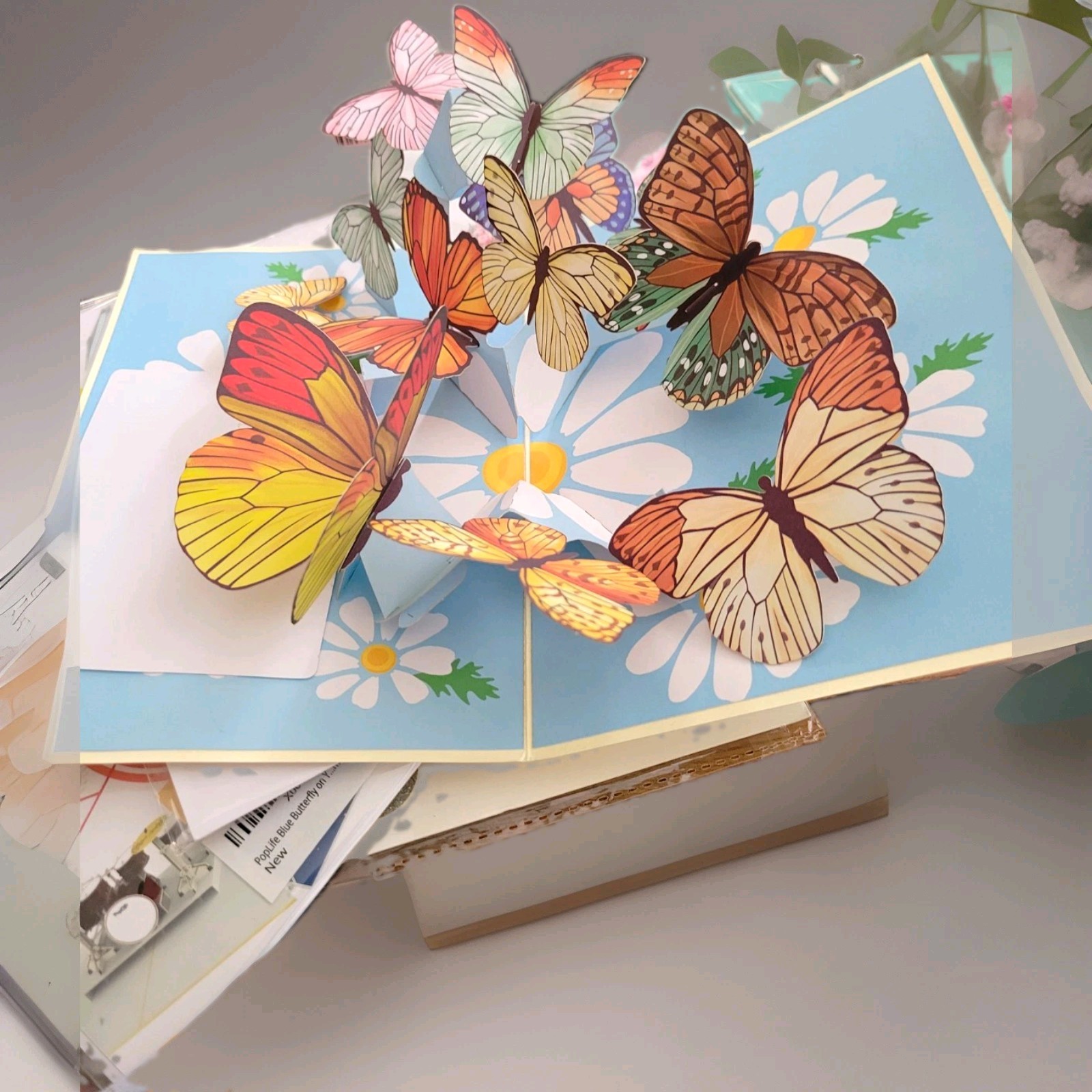 PopLife Butterflies Pop-Up Folded 3D Greeting Card, Multicolor, All Occasions