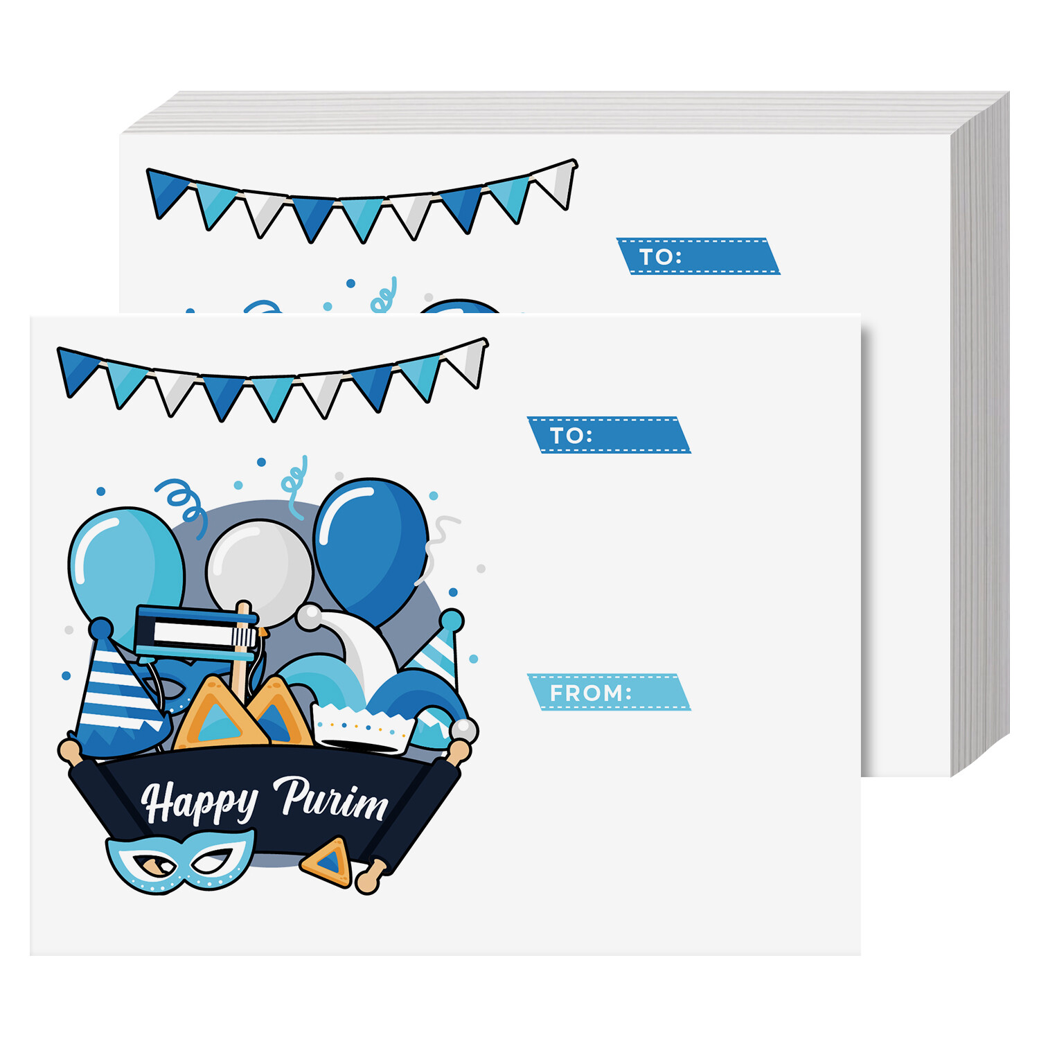 Happy Purim Greeting Cards, Jewish Holiday Complimentary Gift Note Cards, 25 Qty