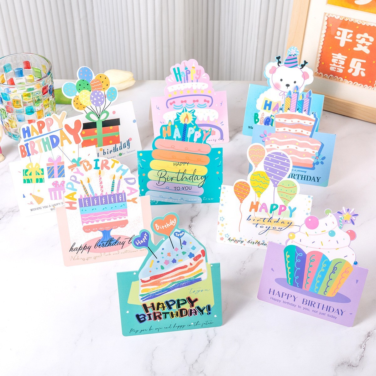 10 Pcs Foldable Birthday Cards Bulk Assorted Greeting Cards