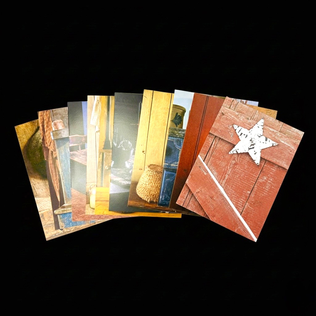 💠 Primitive Greeting Cards Variety Pack — Set of 10 NOS — Rustic — Made in USA