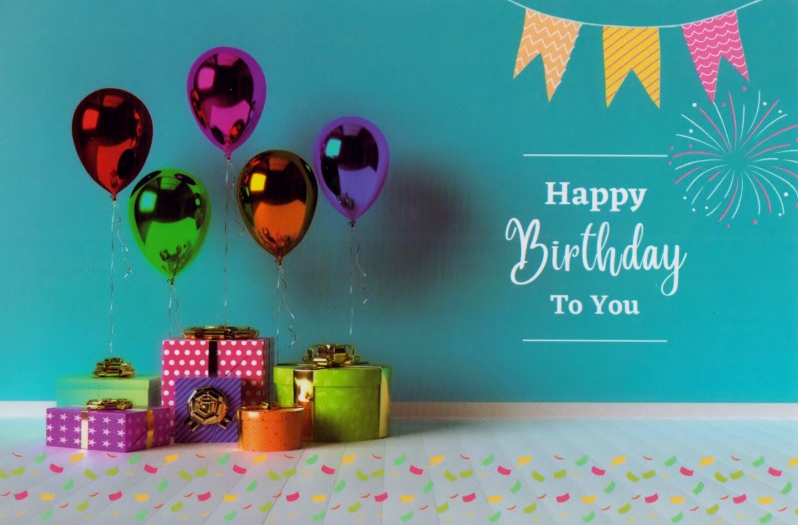 Birthday Balloons Cupcakes Sparkle Candle 1 Card 1 Envelope Greeting Card
