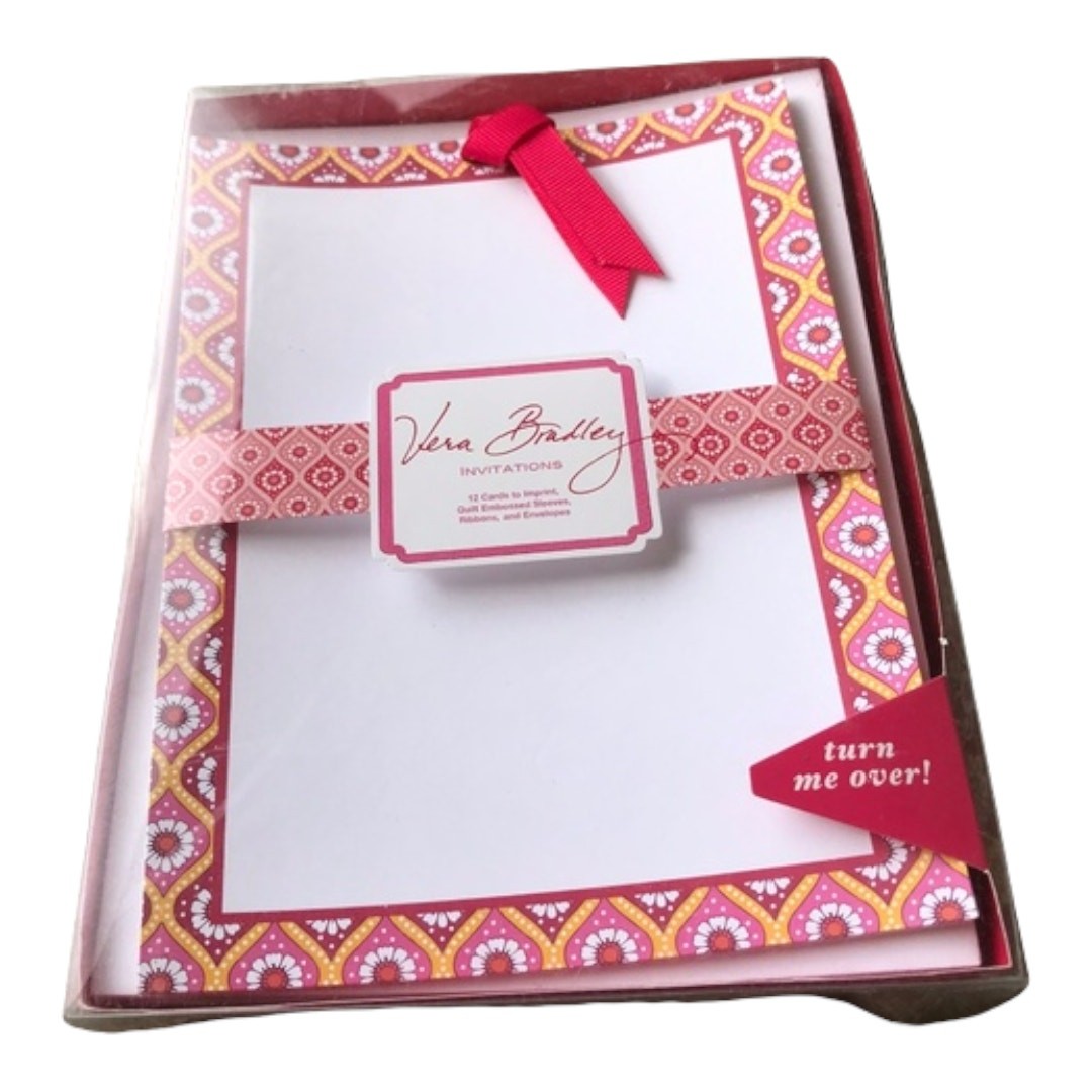 Vera Bradley Retired Raspberry Fizz Invitations NEW NIB Blank Party Paisley HTF