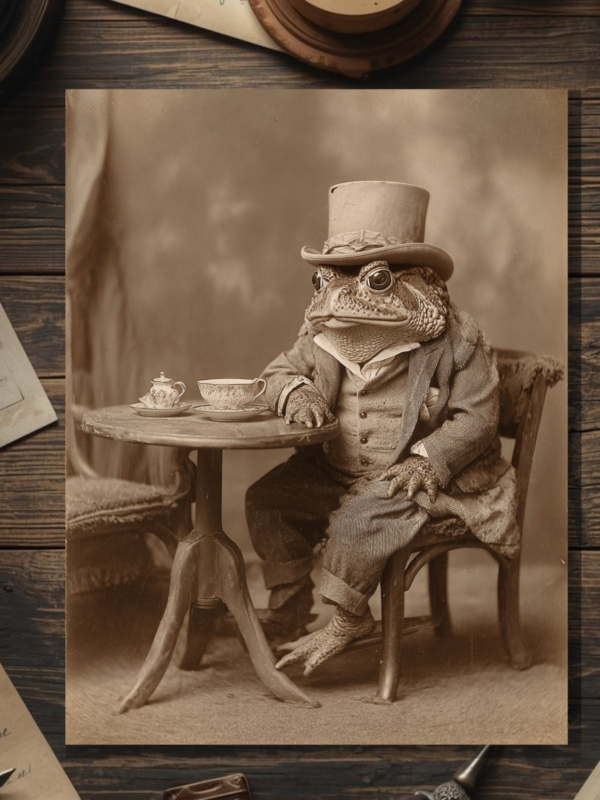 Victorian Toad Tea Party Gothic Animal Blank Greeting Card