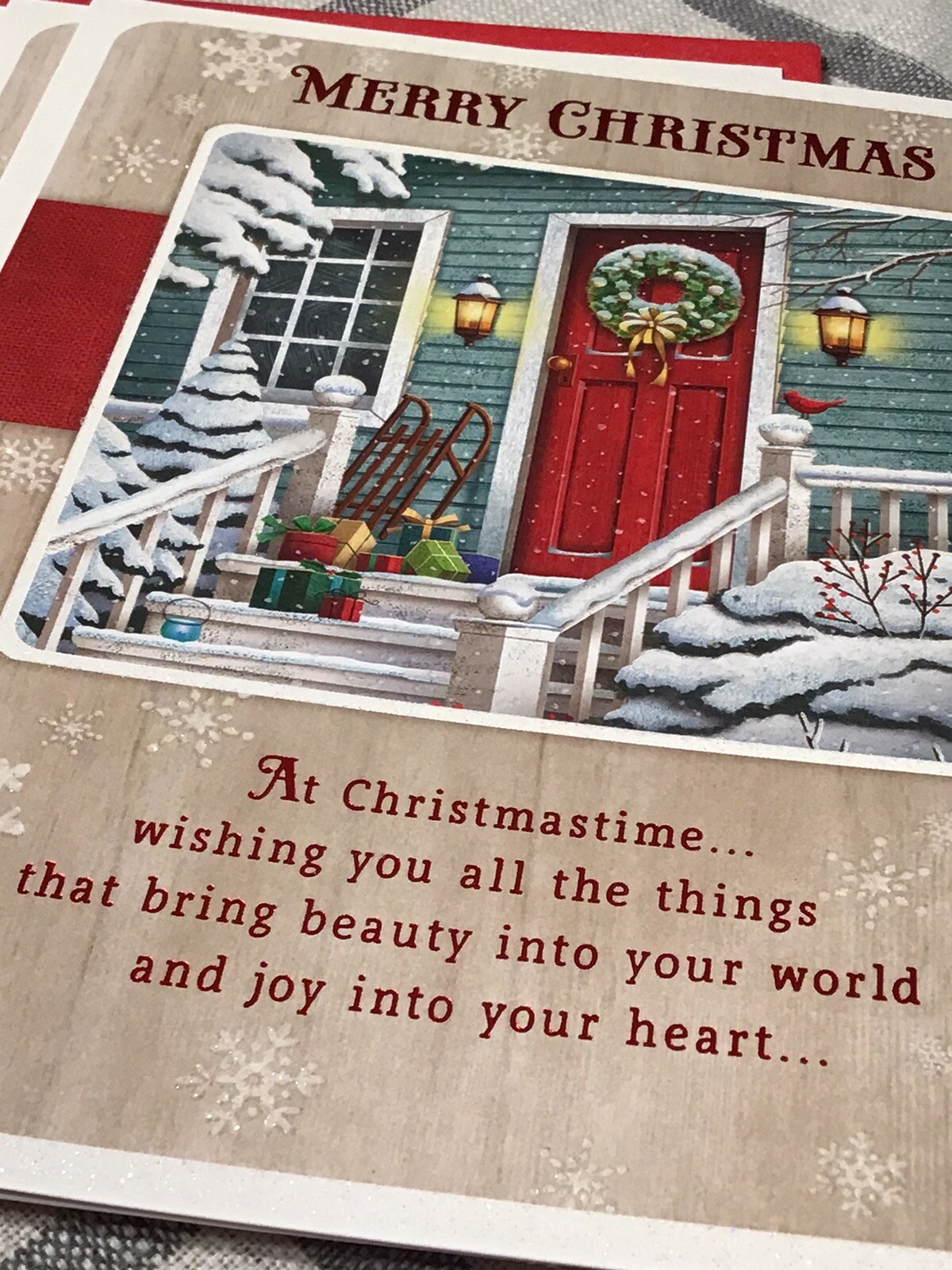 3 Hallmark Merry Christmas Cards Friends Family 8×5.25 Expressions Red Door