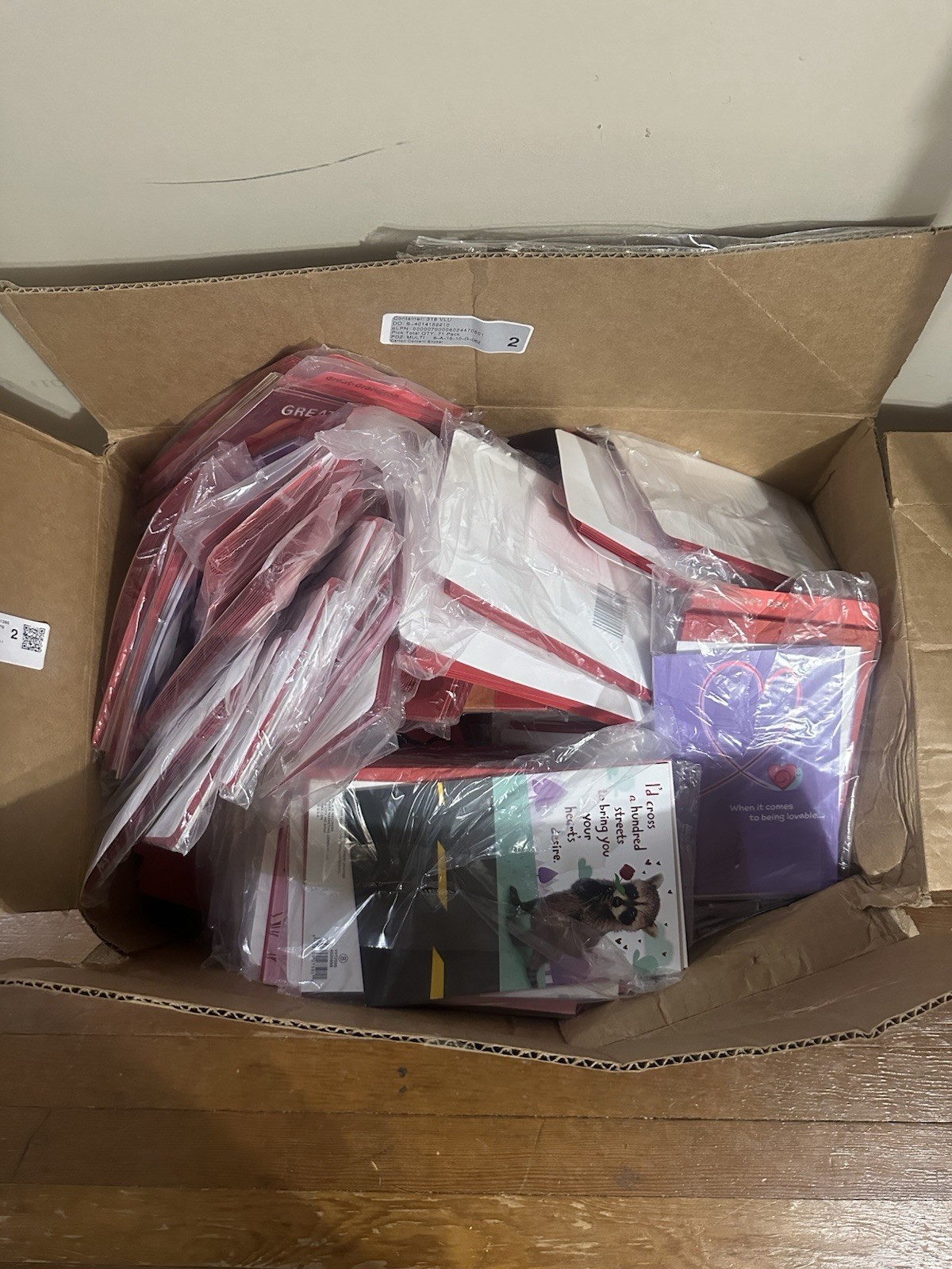 Box Full of Hallmark Valentines Day Cards for Different Occasions/Family Members