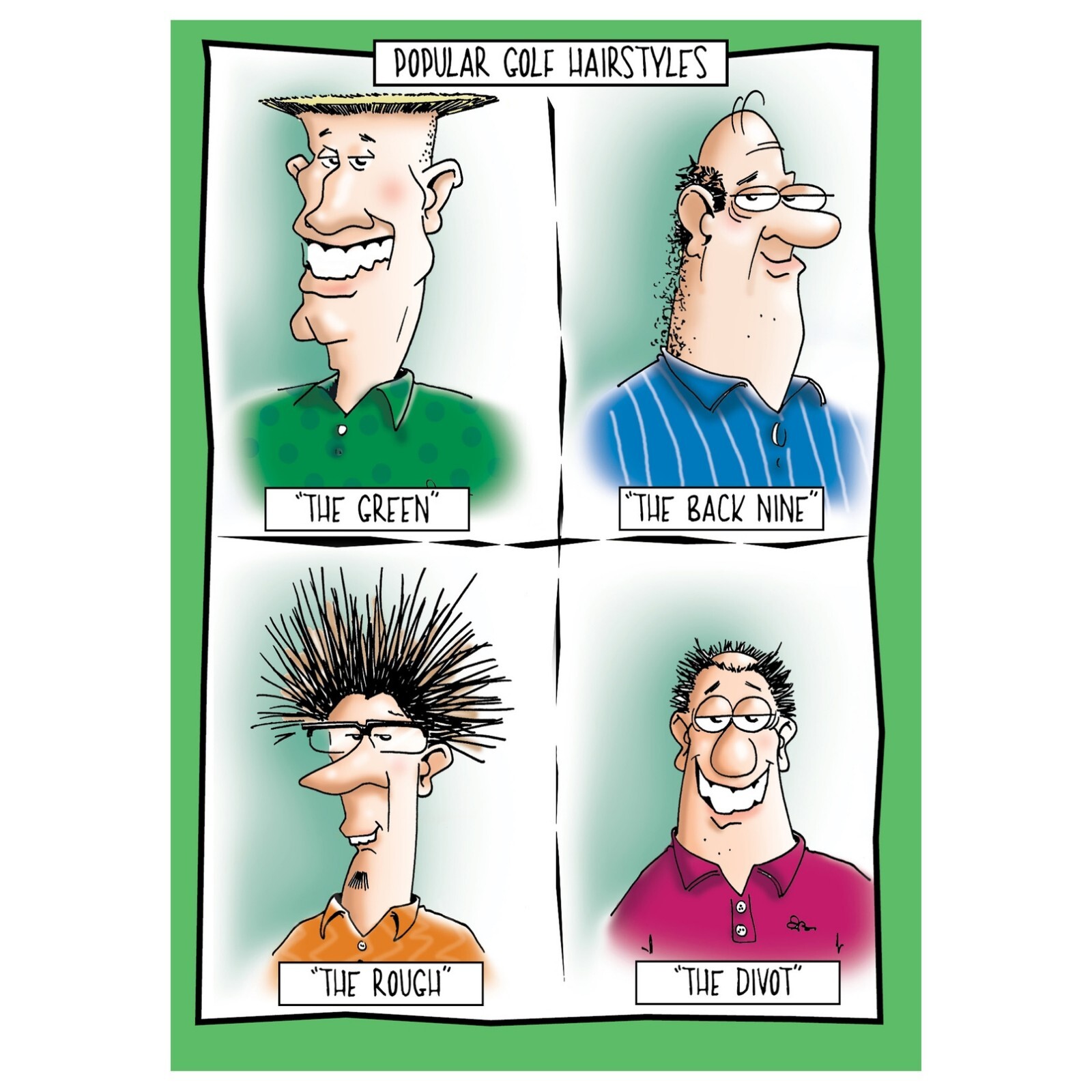 Golf Hairstyles | Funny Birthday CardHim Man Her She Woman Friend