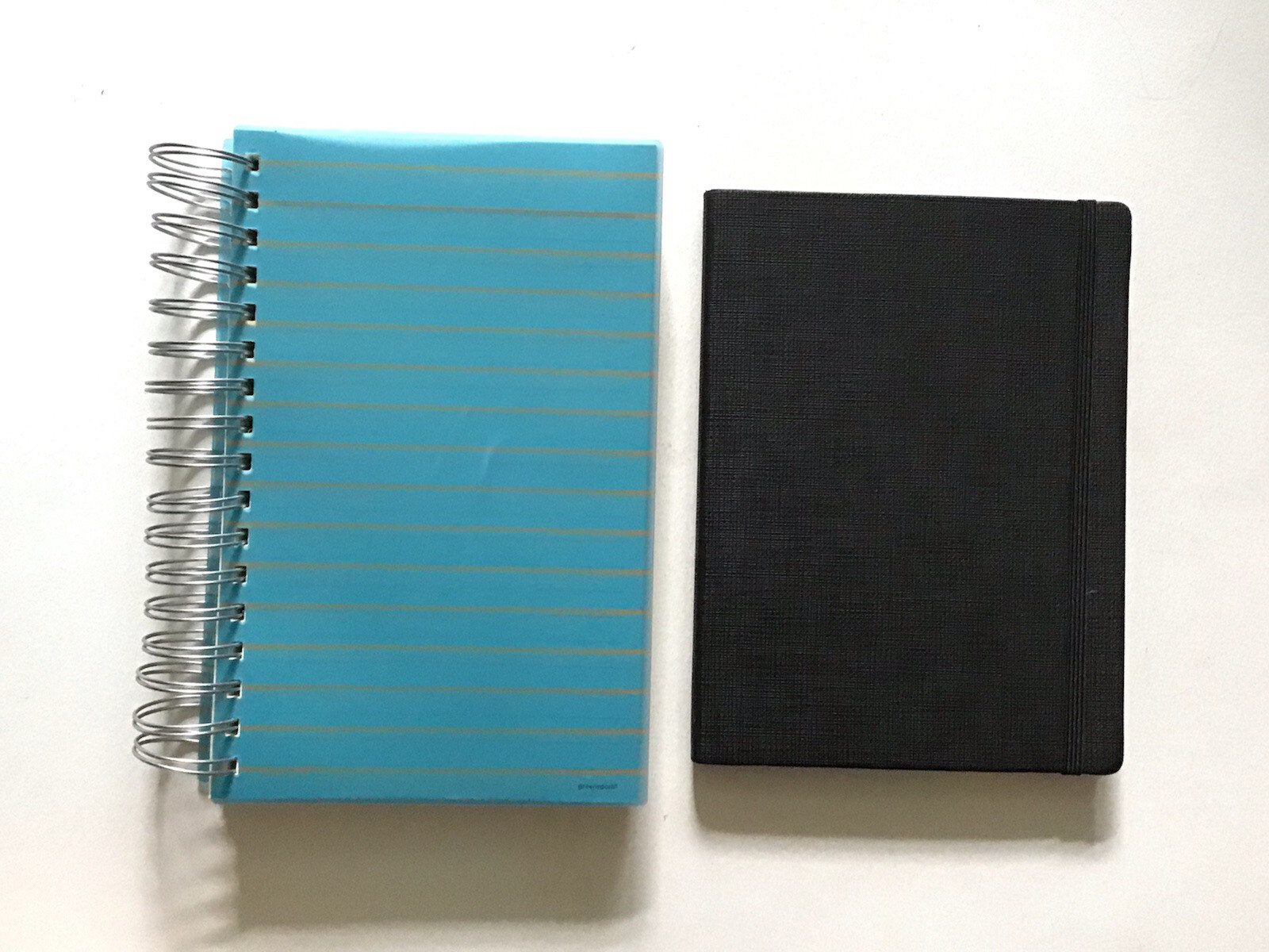 Greenroom Blue Striped Recycled Notebook And Black Notebook With Elastic Band