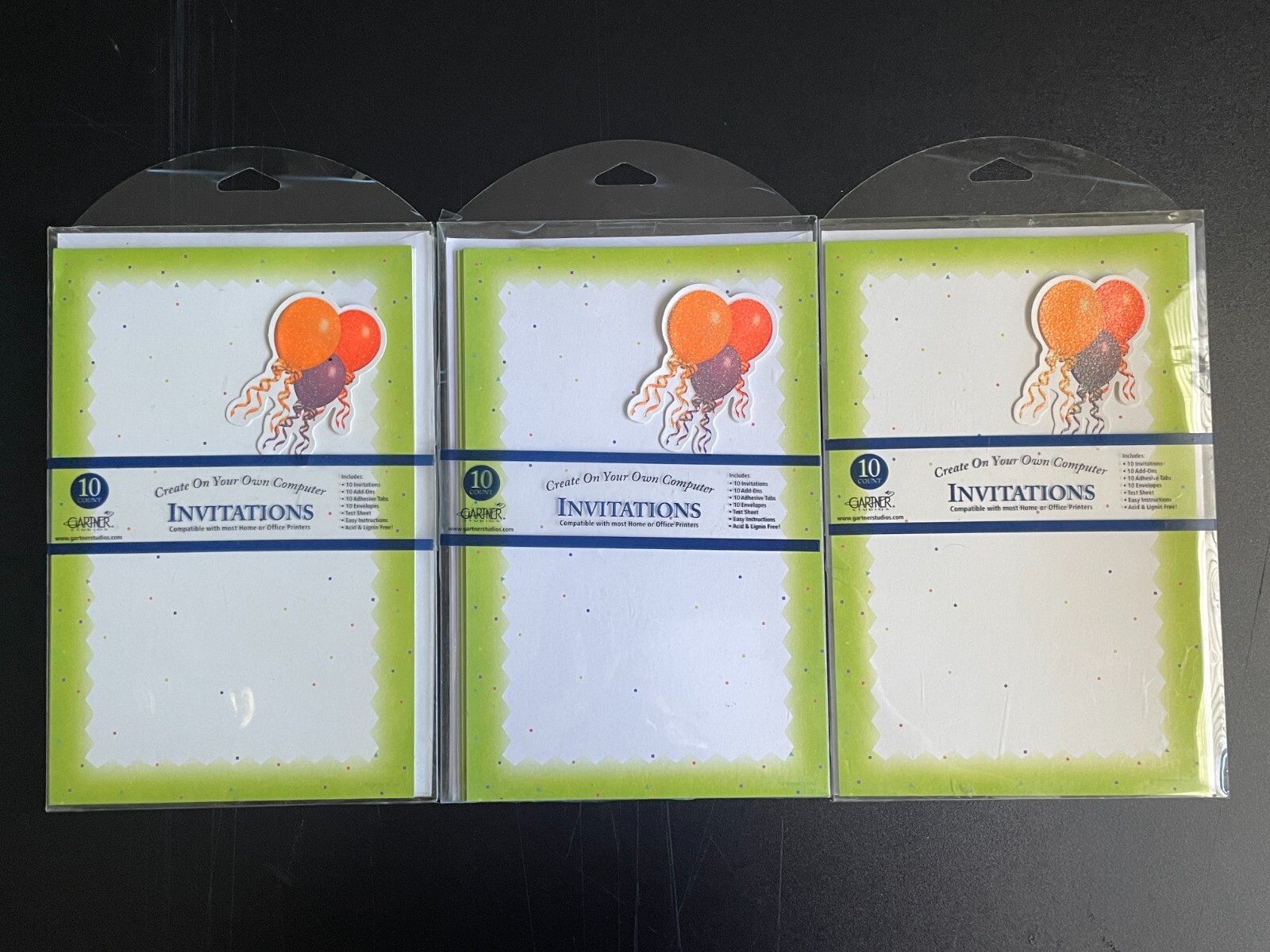Lot of 30 Gartner PRINTABLE PARTY INVITATIONS Create Your Own, 10 per pk/3 pks