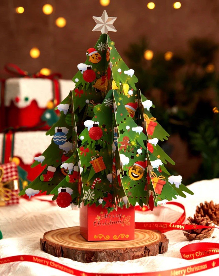 LoveEcho Christmas Tree Pop Up Card LED Musical Reusable