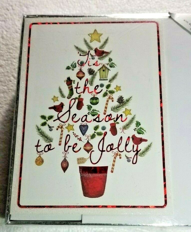 Holiday Greeting Cards 40 Count Self-Sealing Foil Lined Envelopes Tis The Season