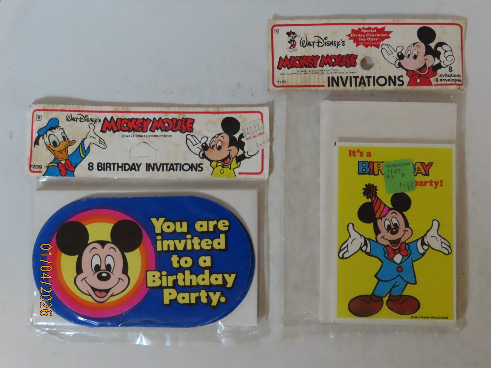 Lot of 2 vintage 1980’s Carrousel Party Favors child’s Birthday Invitations NIP