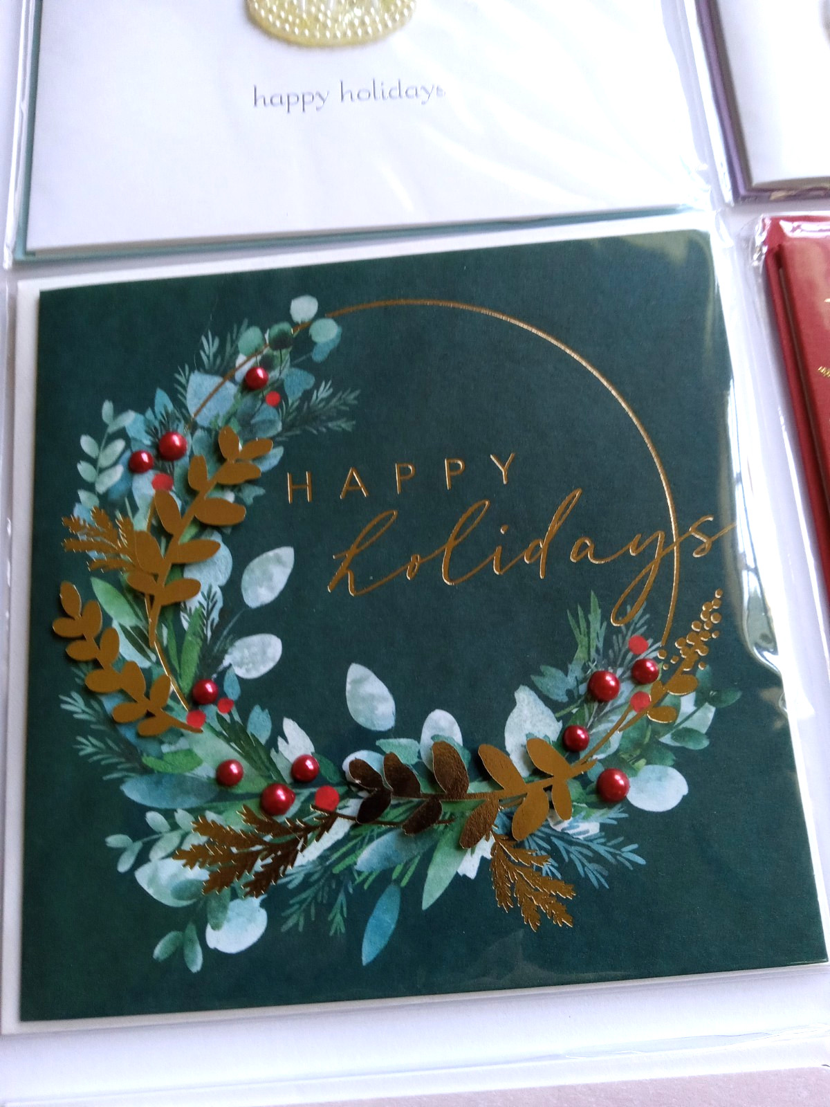 New PAPYRUS Lot Of 6 Fine Paper Christmas Cards Deluxe Embellished Gemstones 6X6