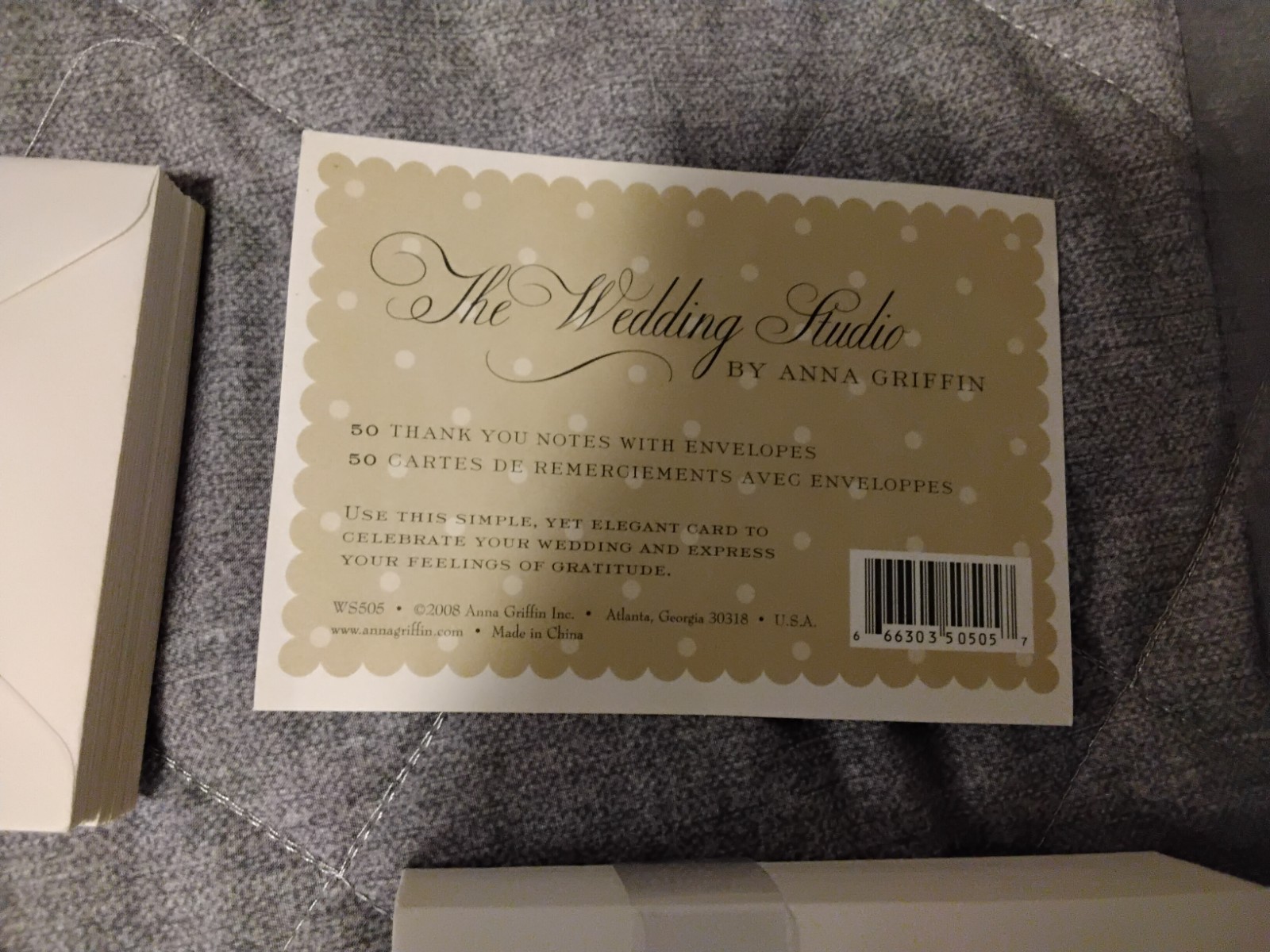 NIB New ANNA GRIFFIN The Wedding Studio 50 Thank You Fold Note Cards Envelopes