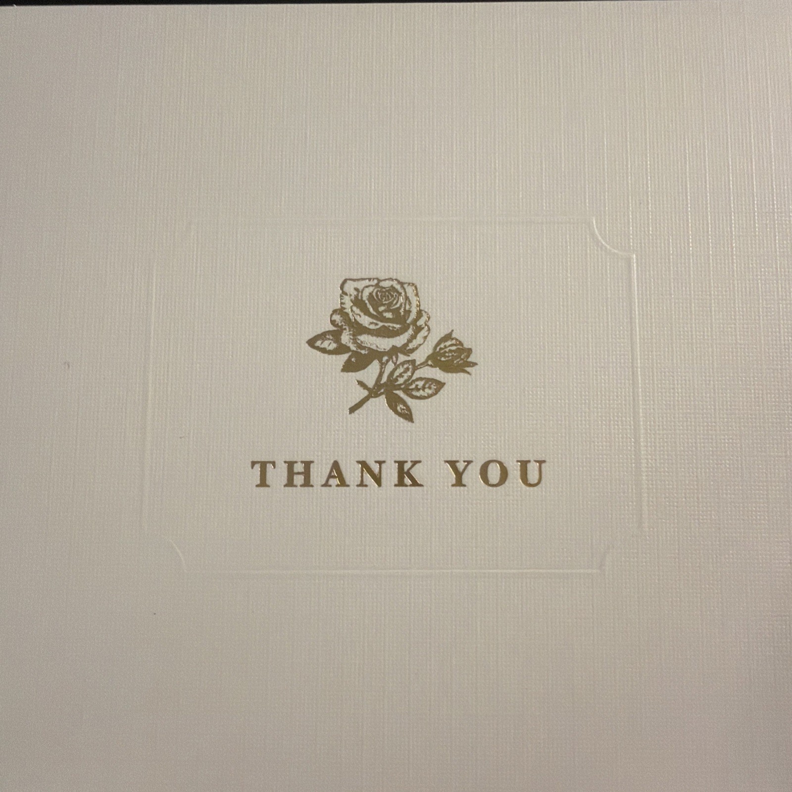 Saks Fifth Avenue Elegant Gold Rose Thank You Cards. 14 Notecards, New & Sealed.