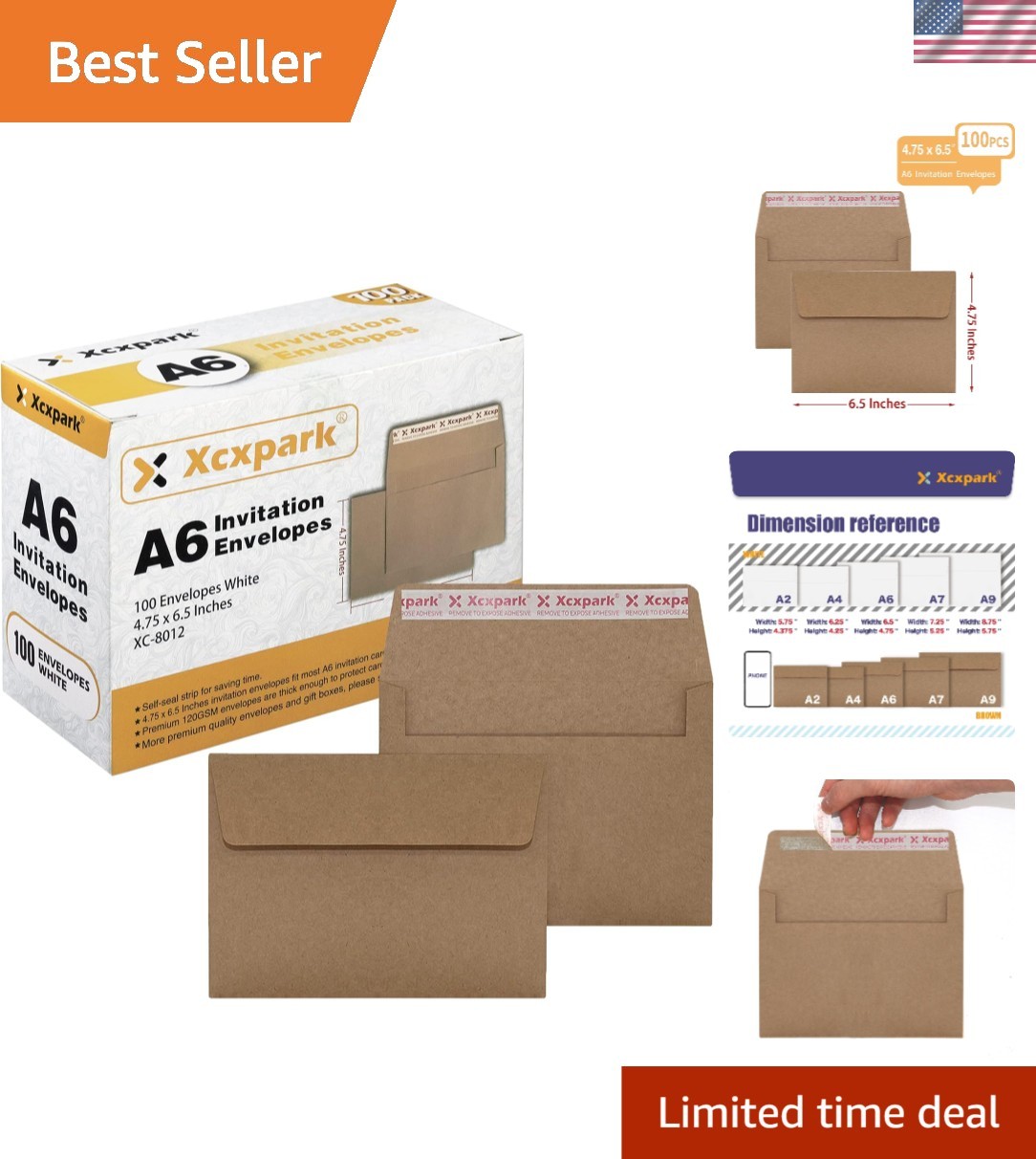100 Pack Brown Kraft A6 Envelopes for Invitations
