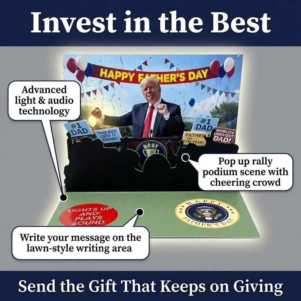 Talking Donald Trump Pop Up Fathers Day Card with Light & Sound – Plays Trump’s