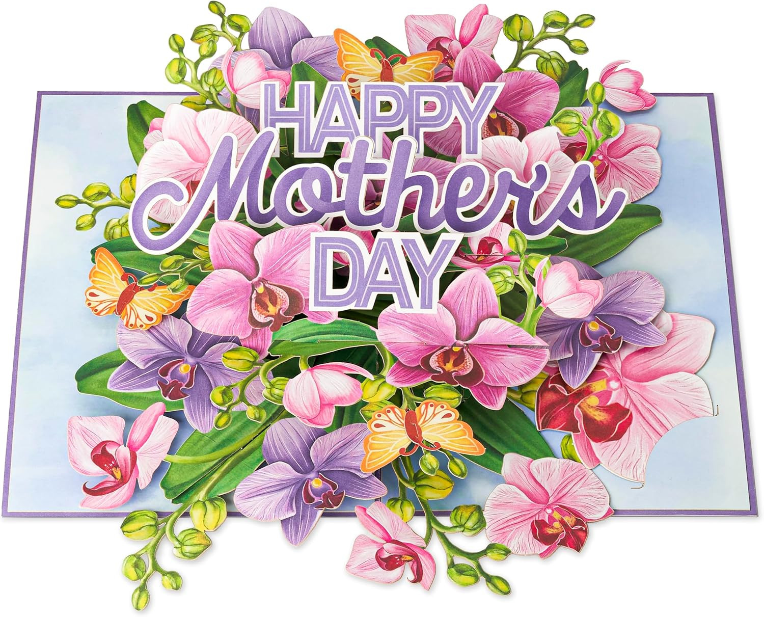 Mothers Day Pop up Cards, Happy Mother’S Day, Orchid, Butterfly, 3D Greeting Car