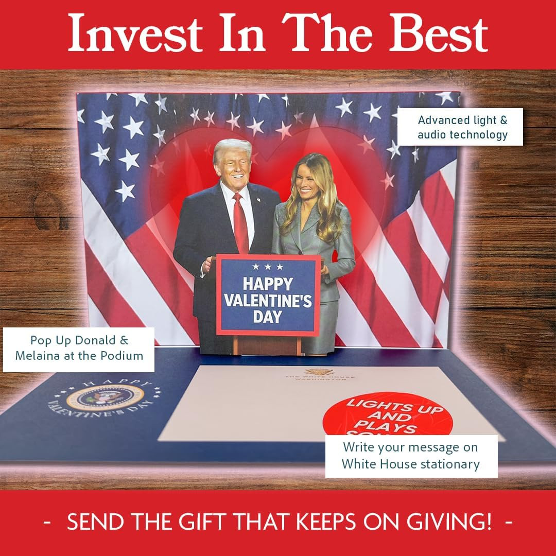 Trump Valentine’S Day Talking Pop up Card with Light & Sound – Presidential