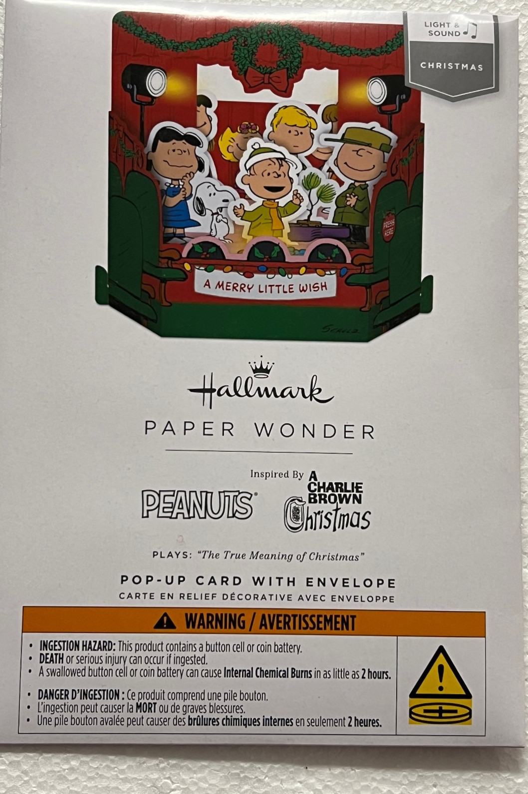 Hallmark “PEANUTS CHARLIE BROWN CHRISTMAS” POP-UP CARD PAPER WONDER