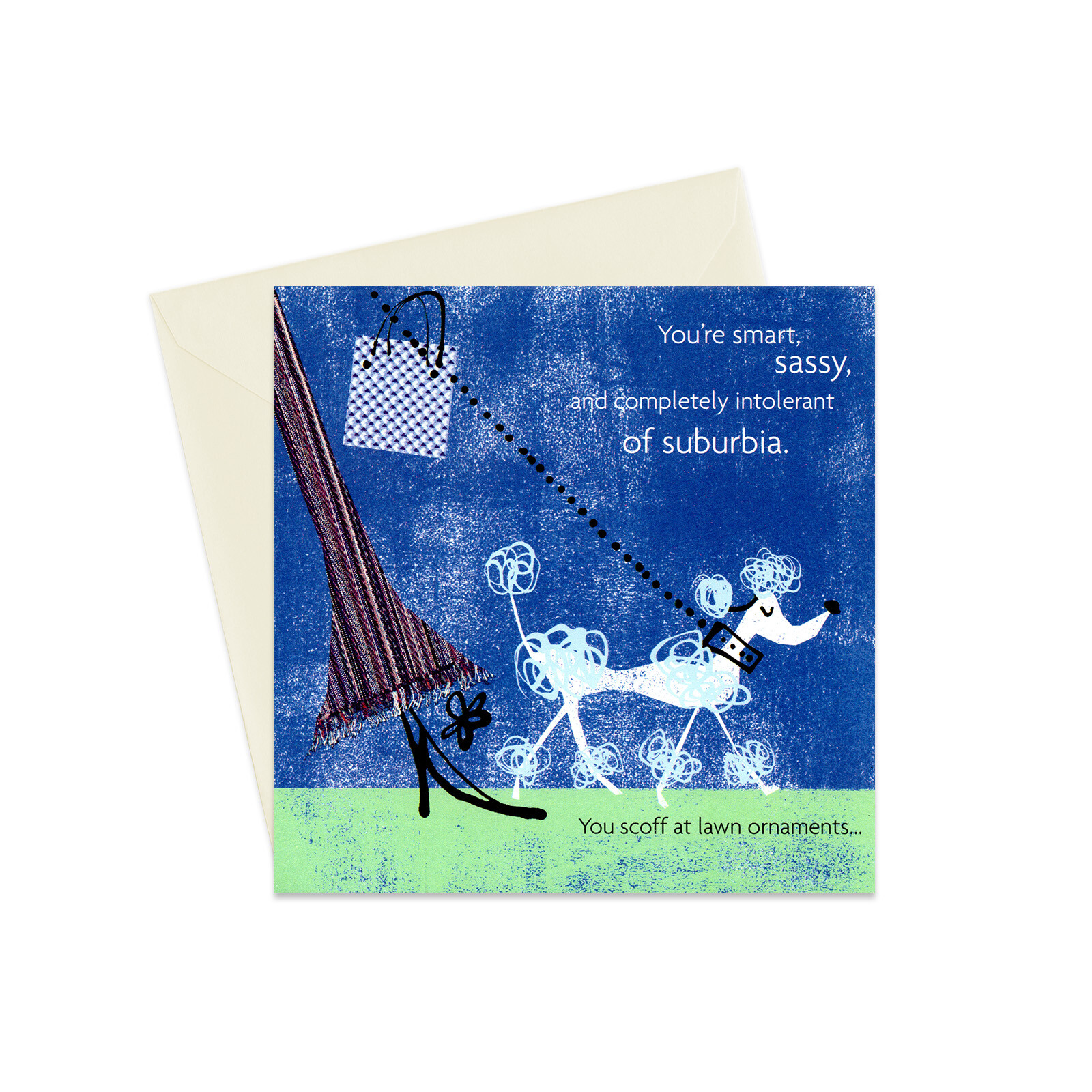 Funny FRIENDSHIP Card, by American Greetings Poodle Sassy Scoff + Envelope