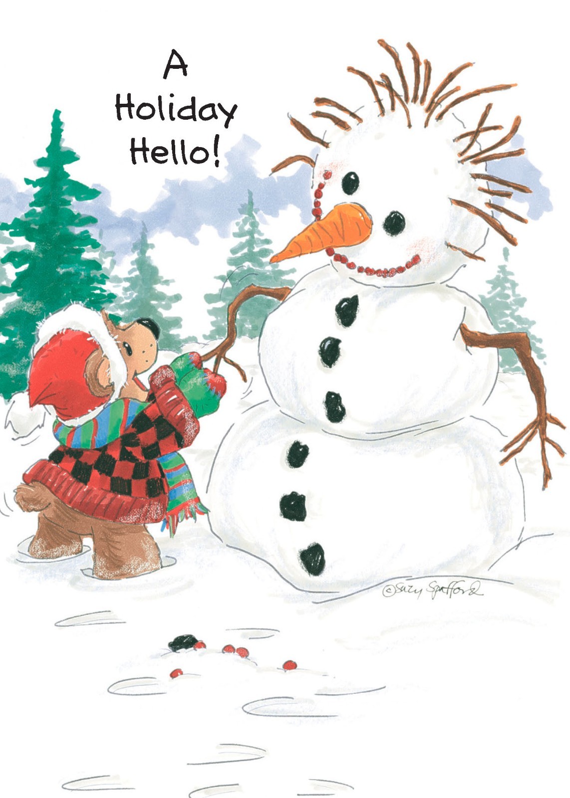Suzy’s Zoo Christmas Greeting Card 4-pack 10924 A Holiday Hello