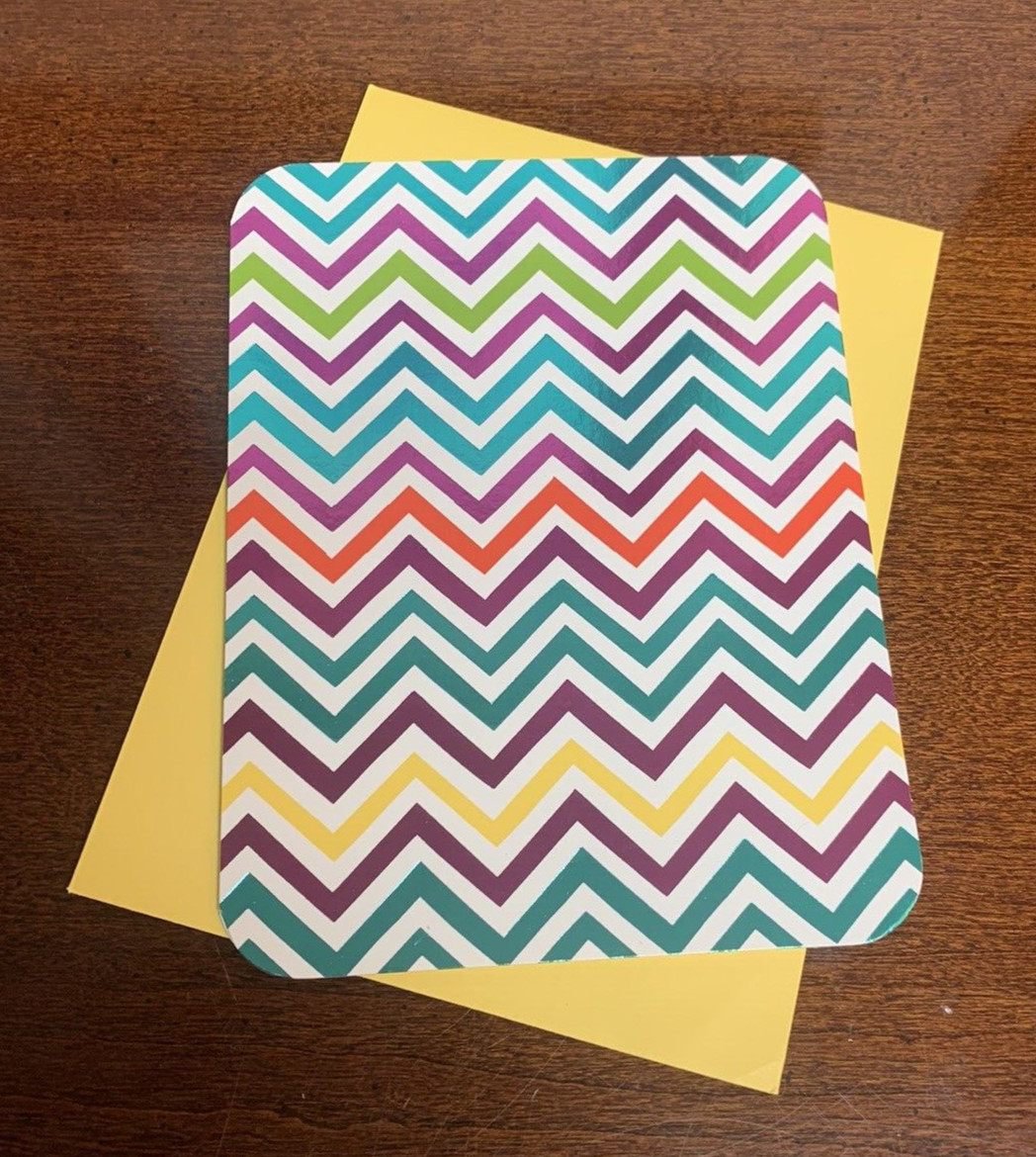 Pink & Teal Chevron Stripe Striped Blank Inside Hallmark Note Cards – Set of 8