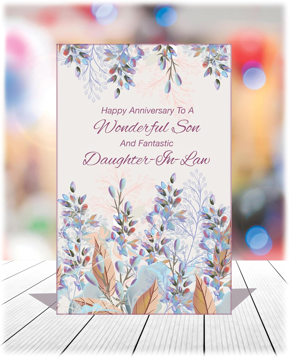 – Anniversary Card for Son and Daughter-In-Law – Made in USA – OPENS to 10″ X 7.