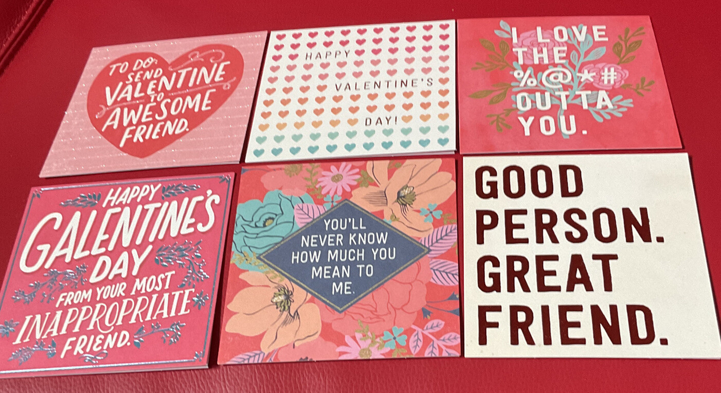 Hallmark Studio Ink Valentines Day Cards Assortment for Friends, Gen X 6 Cards