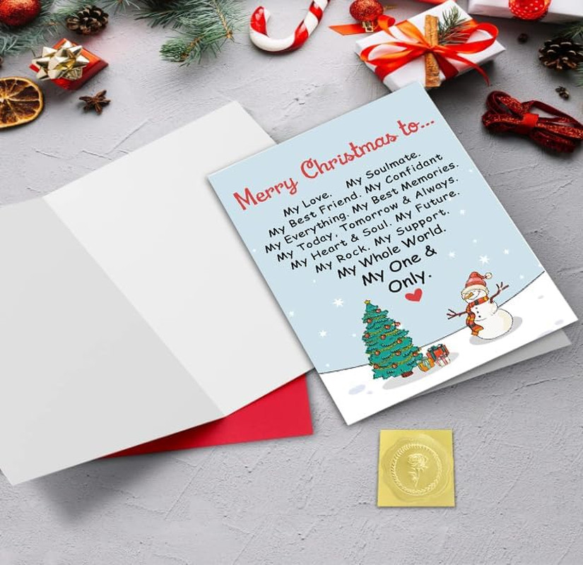 Merry Christmas Card for Boyfriend Husband, Romantic Christmas Card Gift for Wif