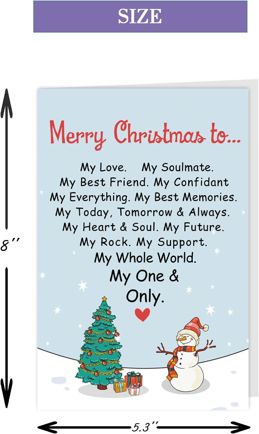 Merry Christmas Card for Boyfriend Husband, Romantic Christmas Card Gift for Wif