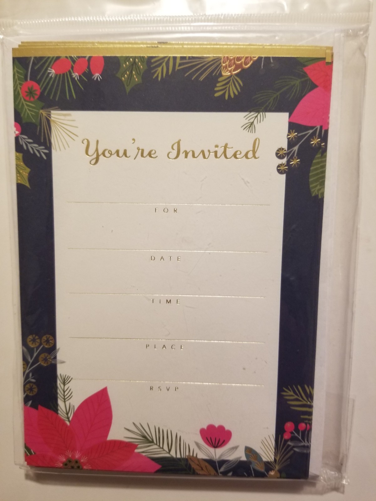 Party Event Invitations Hallmark 10 Count You’re Invited Gold Accents Poinsettia