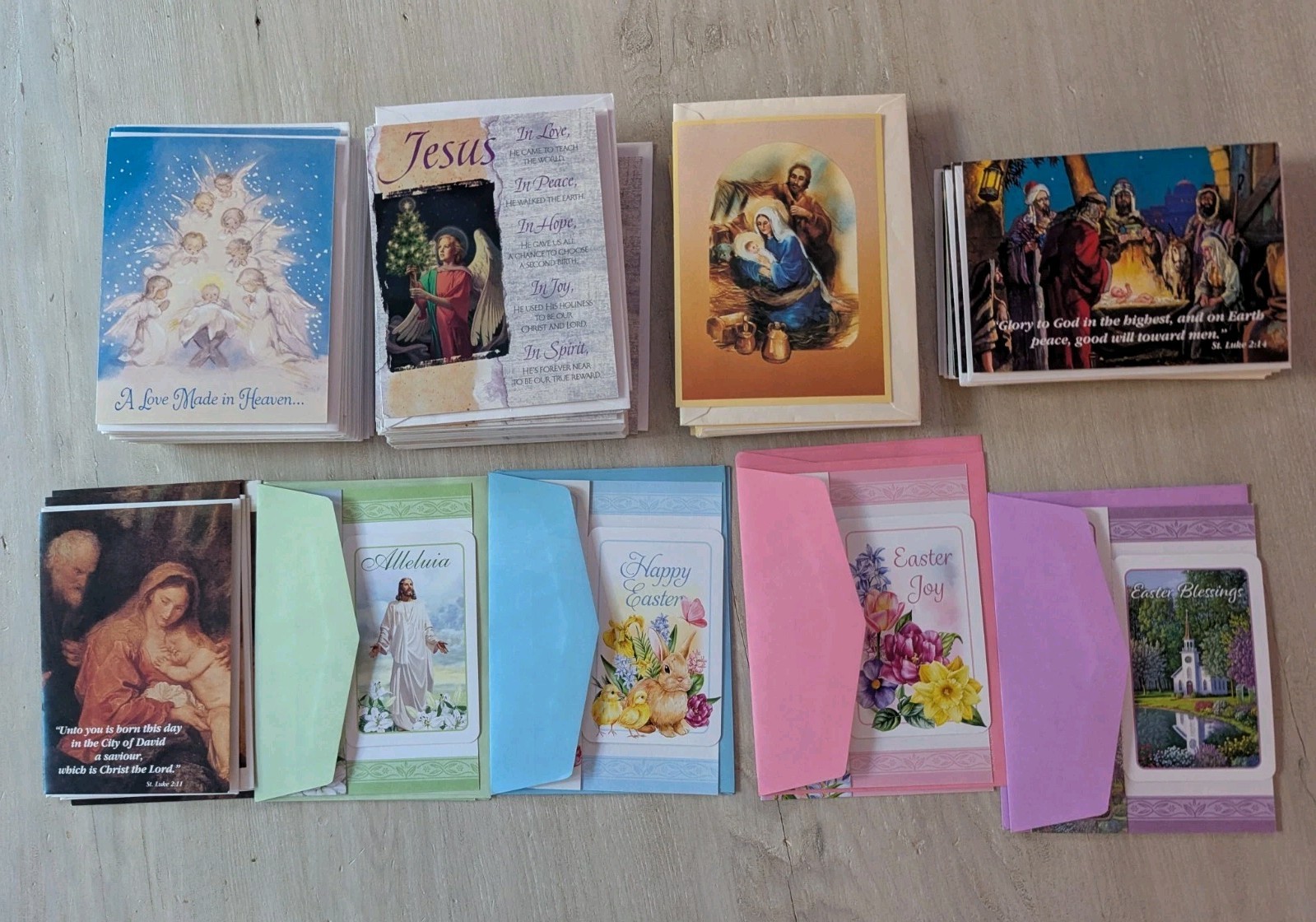 Lot of 114 Religious Greeting Cards Easter Christmas Christian Envelopes