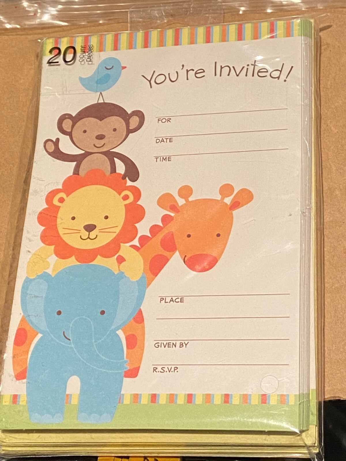 1 Pack of 20 American Greetings Baby Shower Invitations Jungle Animals *NEW* qq1