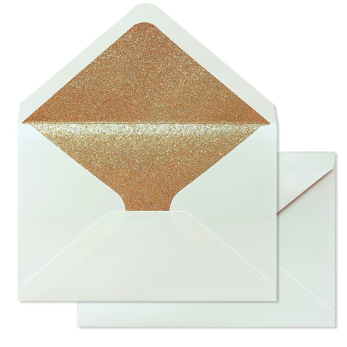50 PCS A7 Pearlescent Gold Glitter Envelopes 5.25×7.5 Inch Pearl Ivory