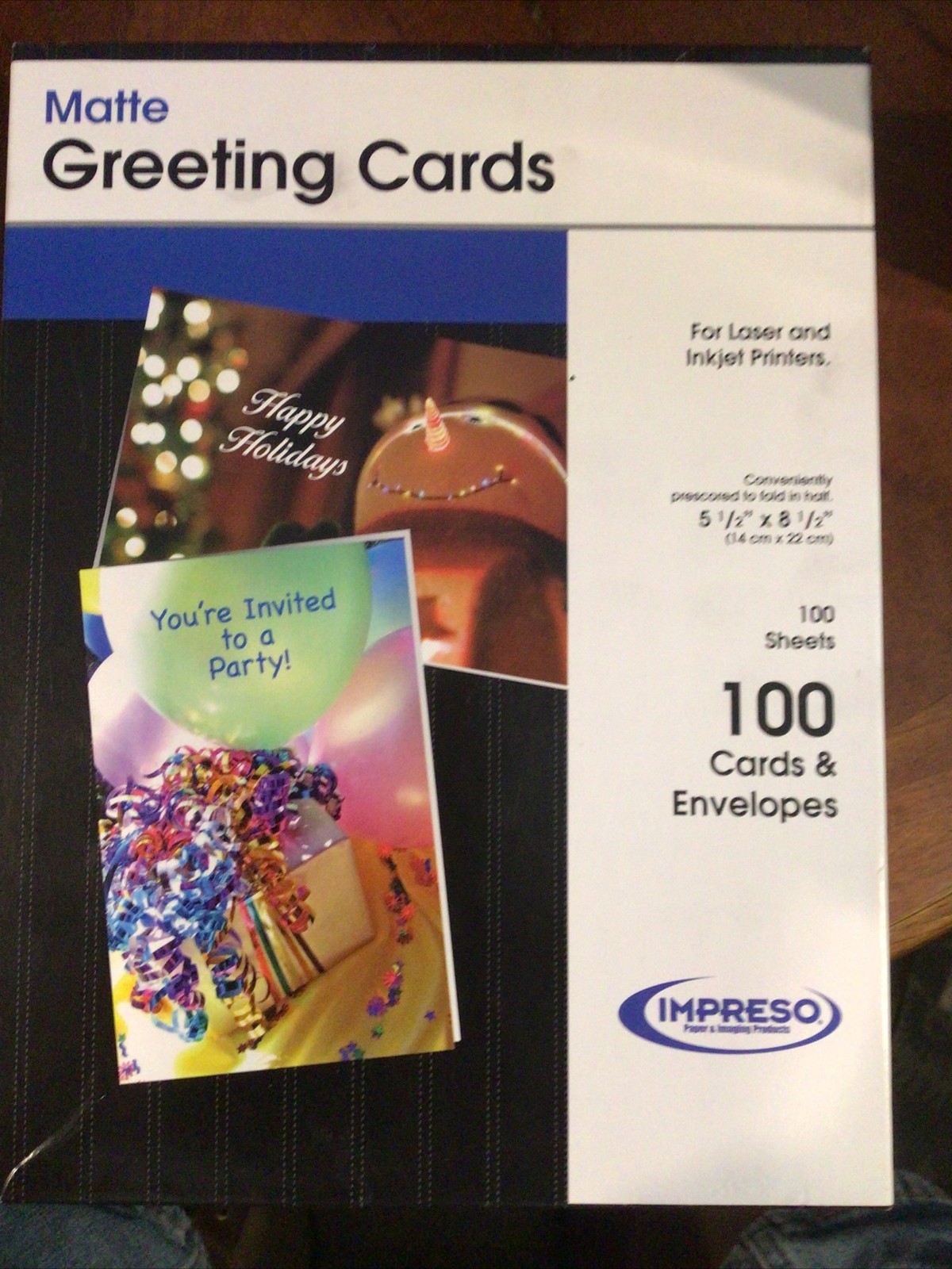 Impresso Paper Products 100 Greeting Cards Envelopes Inkjet Laser Printers New