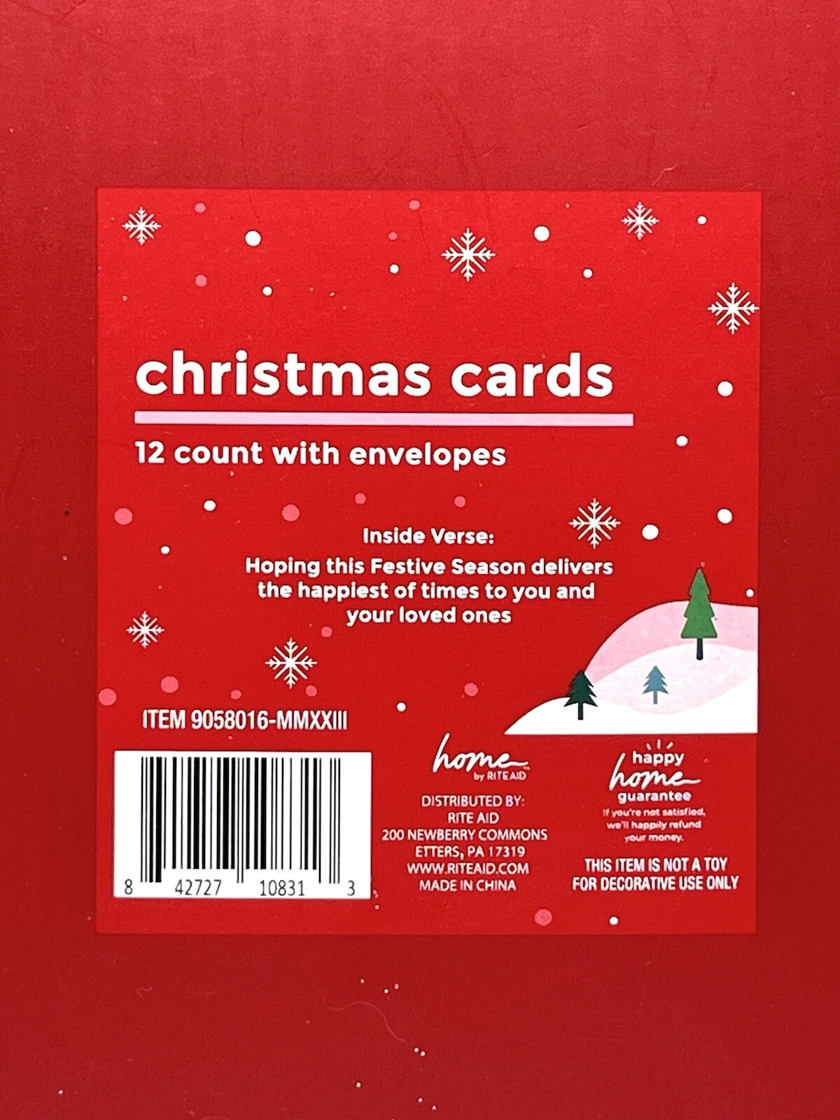 Pinecone 12 Pack Christmas Cards w/ Envelopes Letters To Santa Mailbox NEW