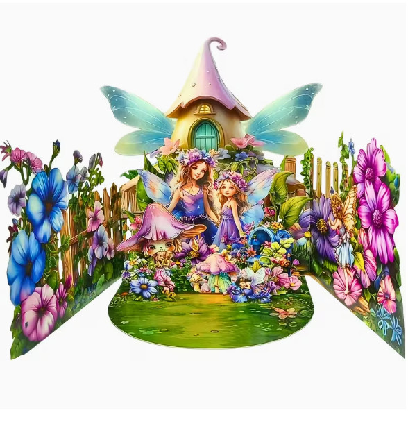 3D POPUP CARD-Fairy Garden Pop-Up Greeting Card – Perfect for All Occasions