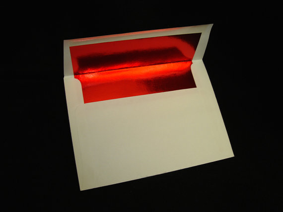 A-8 Announcement Bright White Shiny Red Foil Lined Envelope Various Quantities